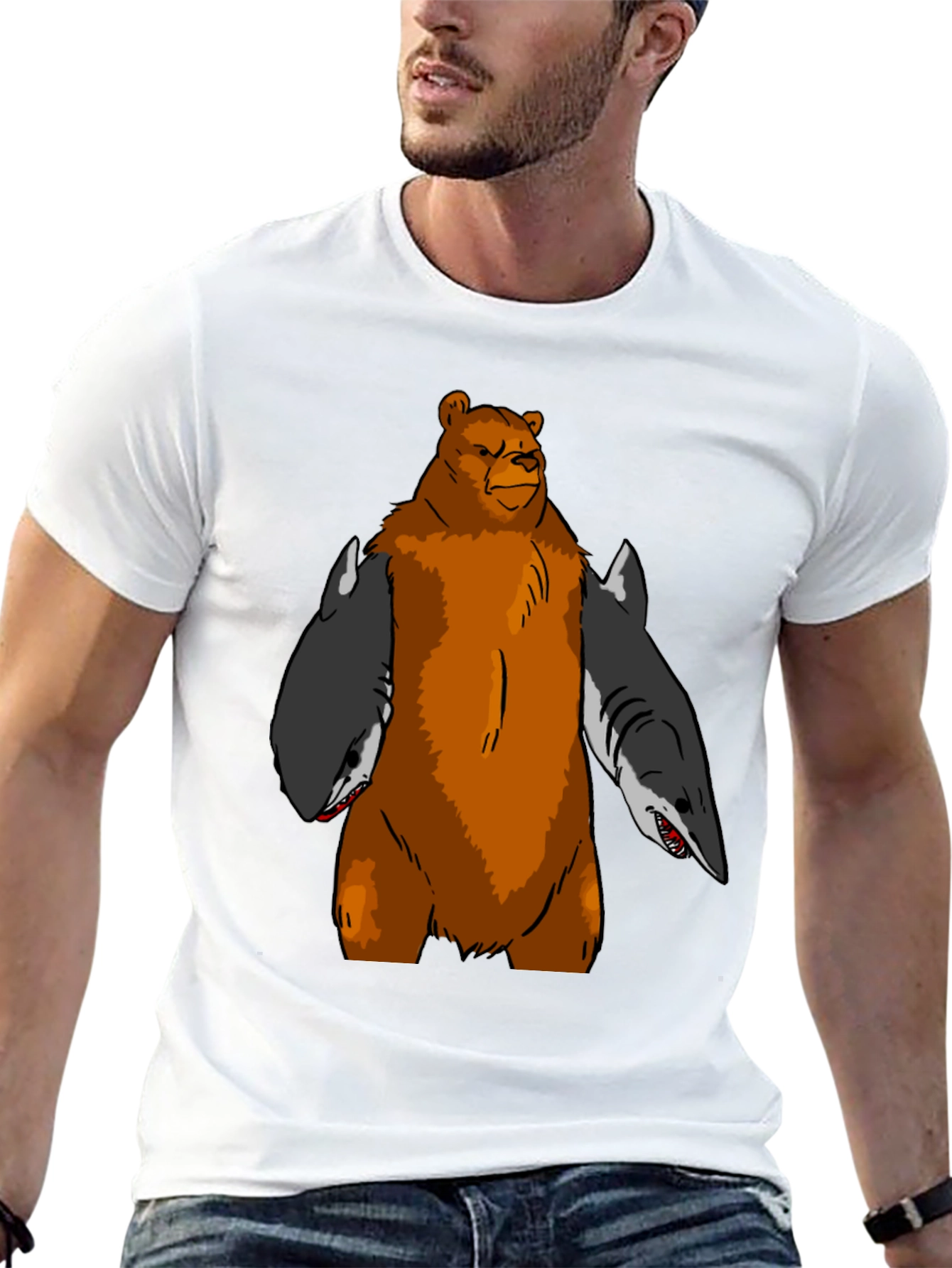 Black Bear Shark T-Shirt - Funny Graphic Tee view 13