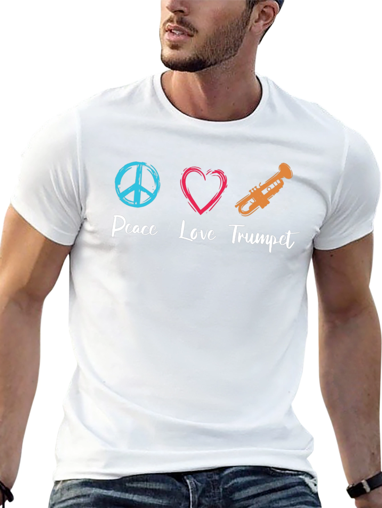 Black Peace Love Trumpet Graphic Tee view 13