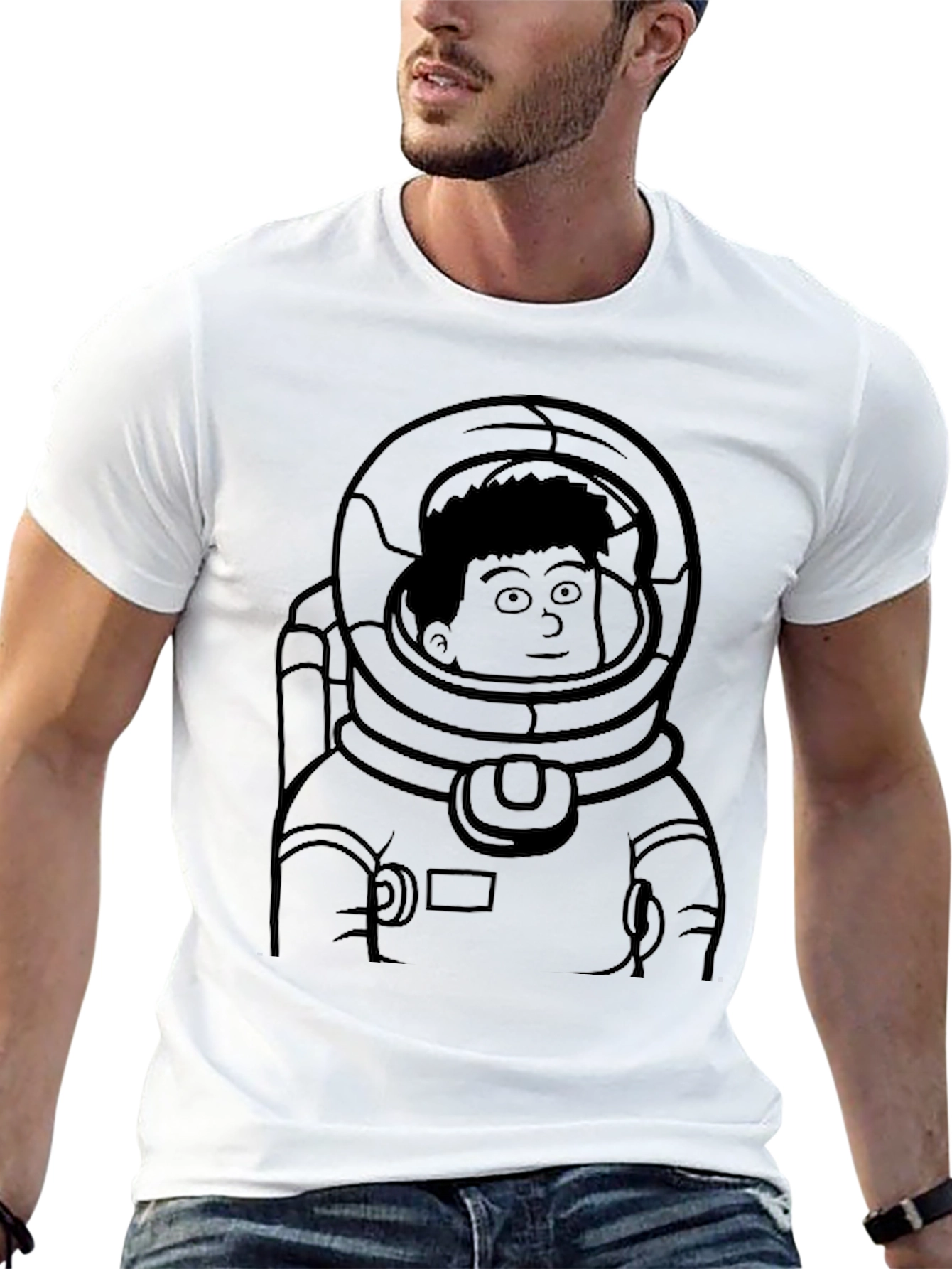 Black Astronaut Graphic Black T-Shirt, Space Suit Design view 13