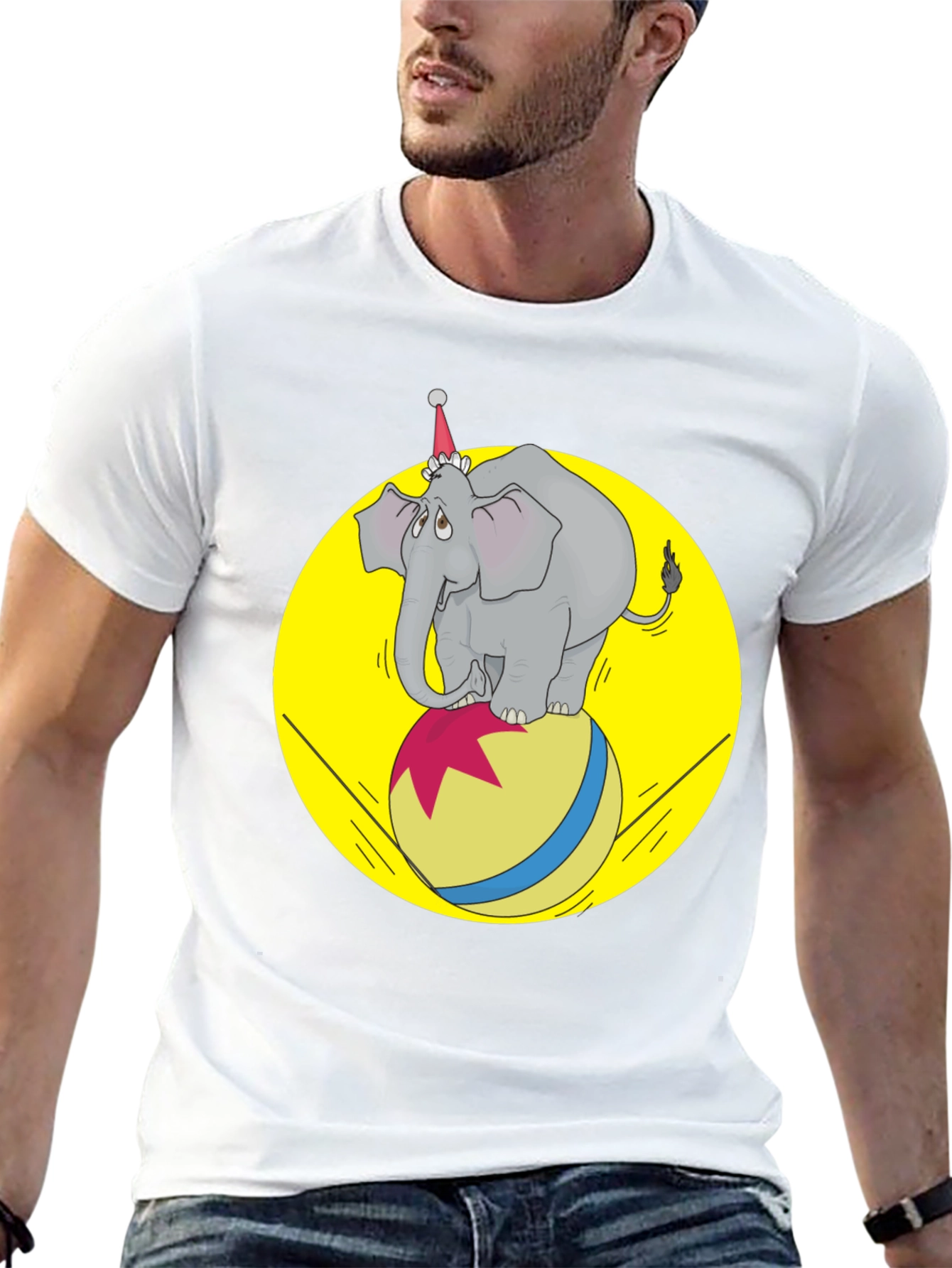 Black Circus Elephant T-Shirt - Novelty Graphic Tee view 13