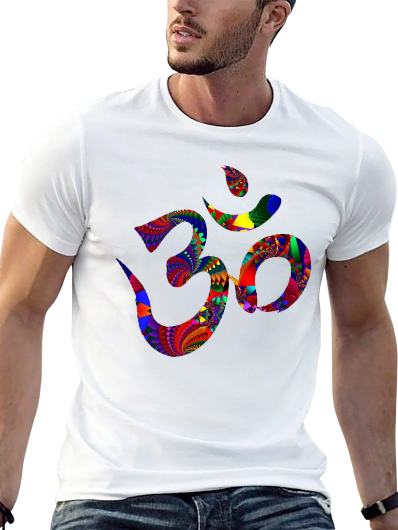 Black Om Symbol T-Shirt - Colorful Spiritual Design view 13