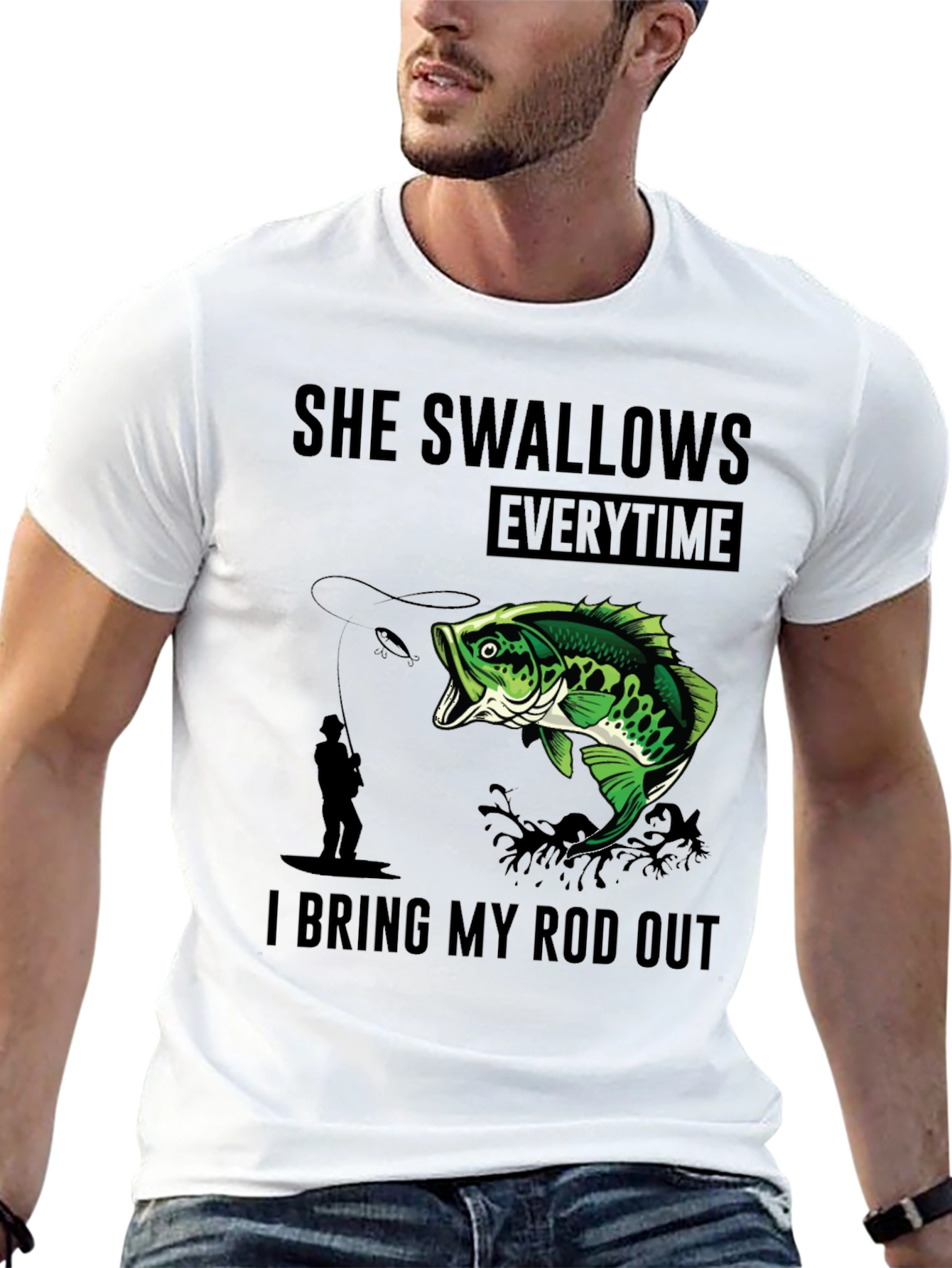 Black She Swallows Every Time I Bring My Rod Out T-Shirt view 13