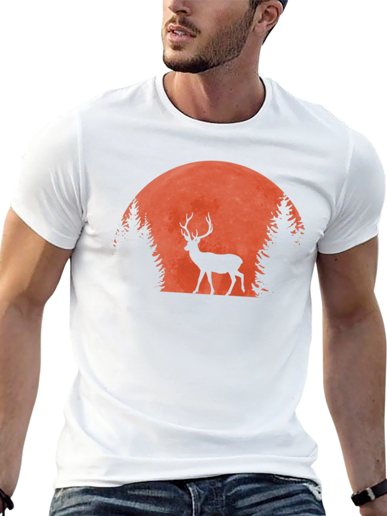 Black Deer Silhouette T-Shirt - Nature Inspired Graphic Tee view 13