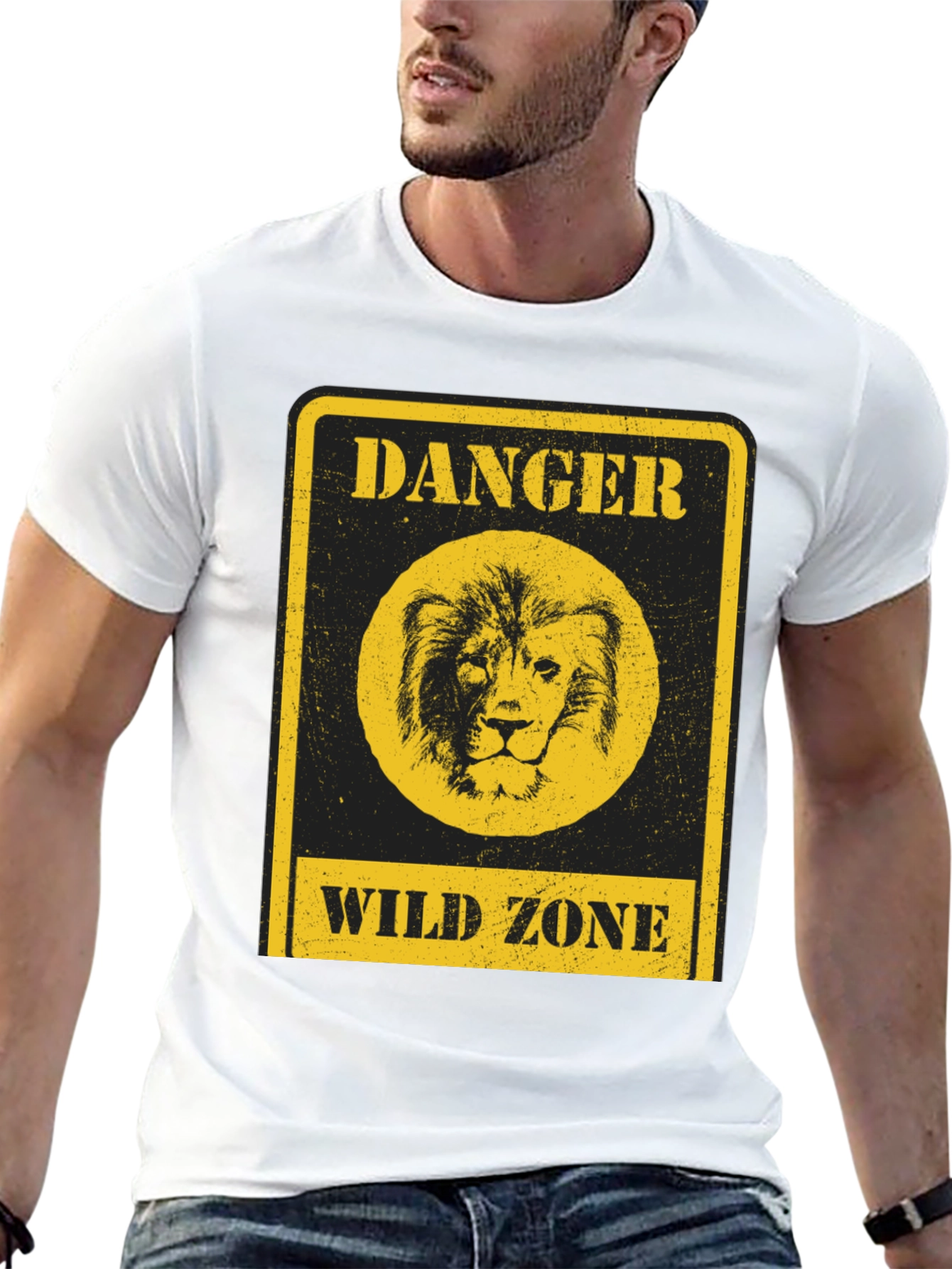 Black Danger Wild Zone Lion Graphic Tee - Black view 13