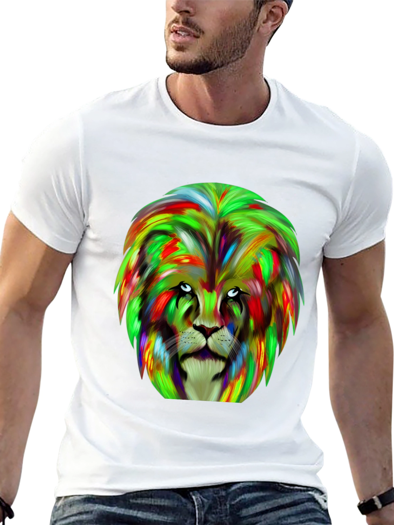 Black Lion Graphic Tee - Bold Colorful Design view 13
