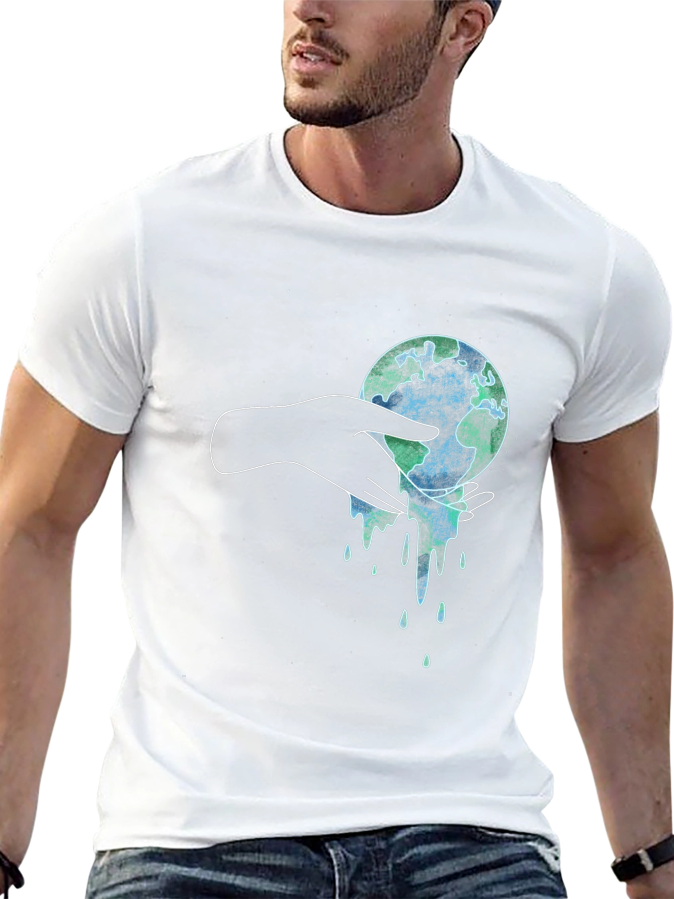 Black Melting Earth Graphic Tee - Save the Planet T-Shirt view 13