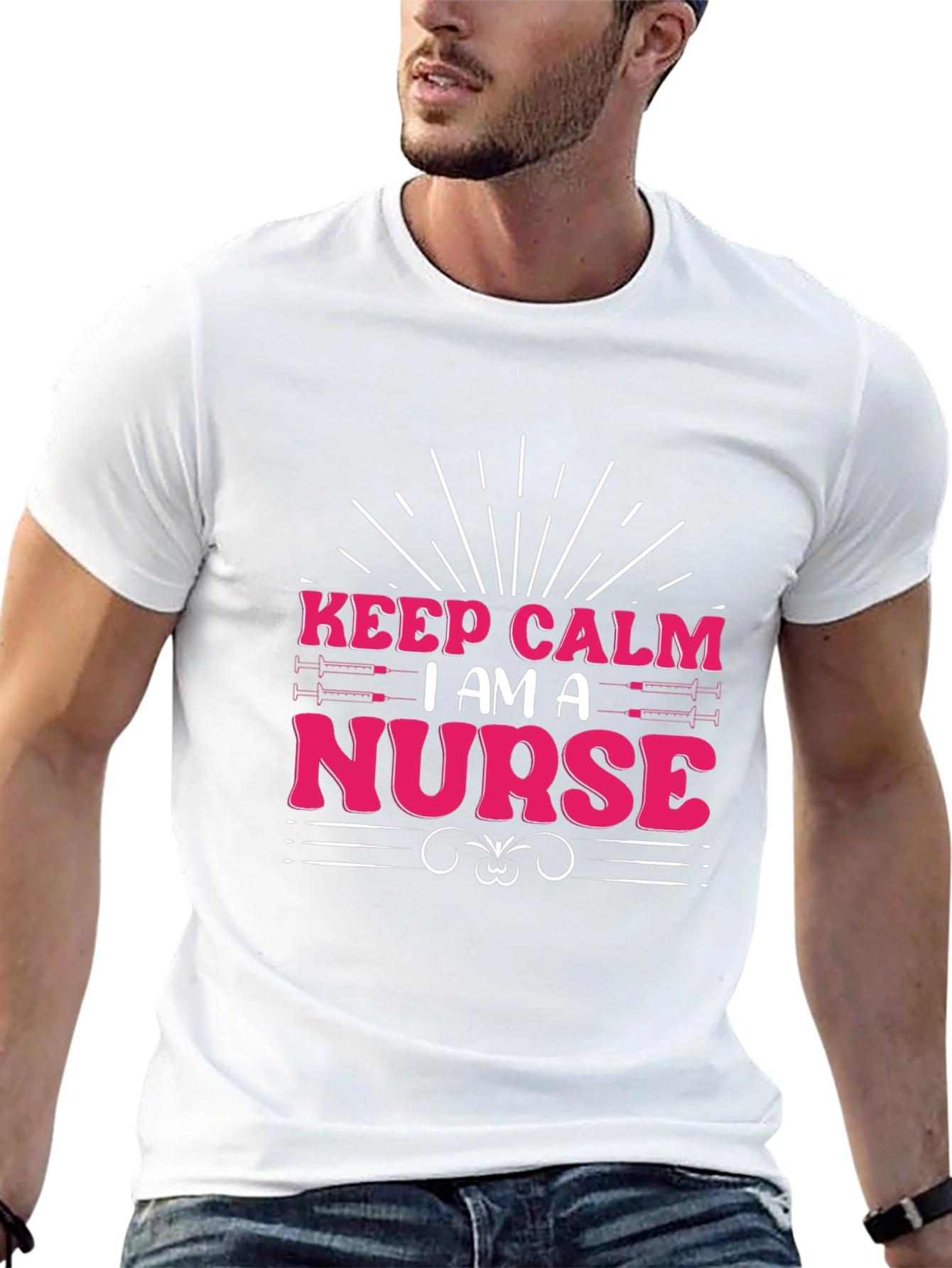 Black Keep Calm I am a Nurse T-Shirt view 13