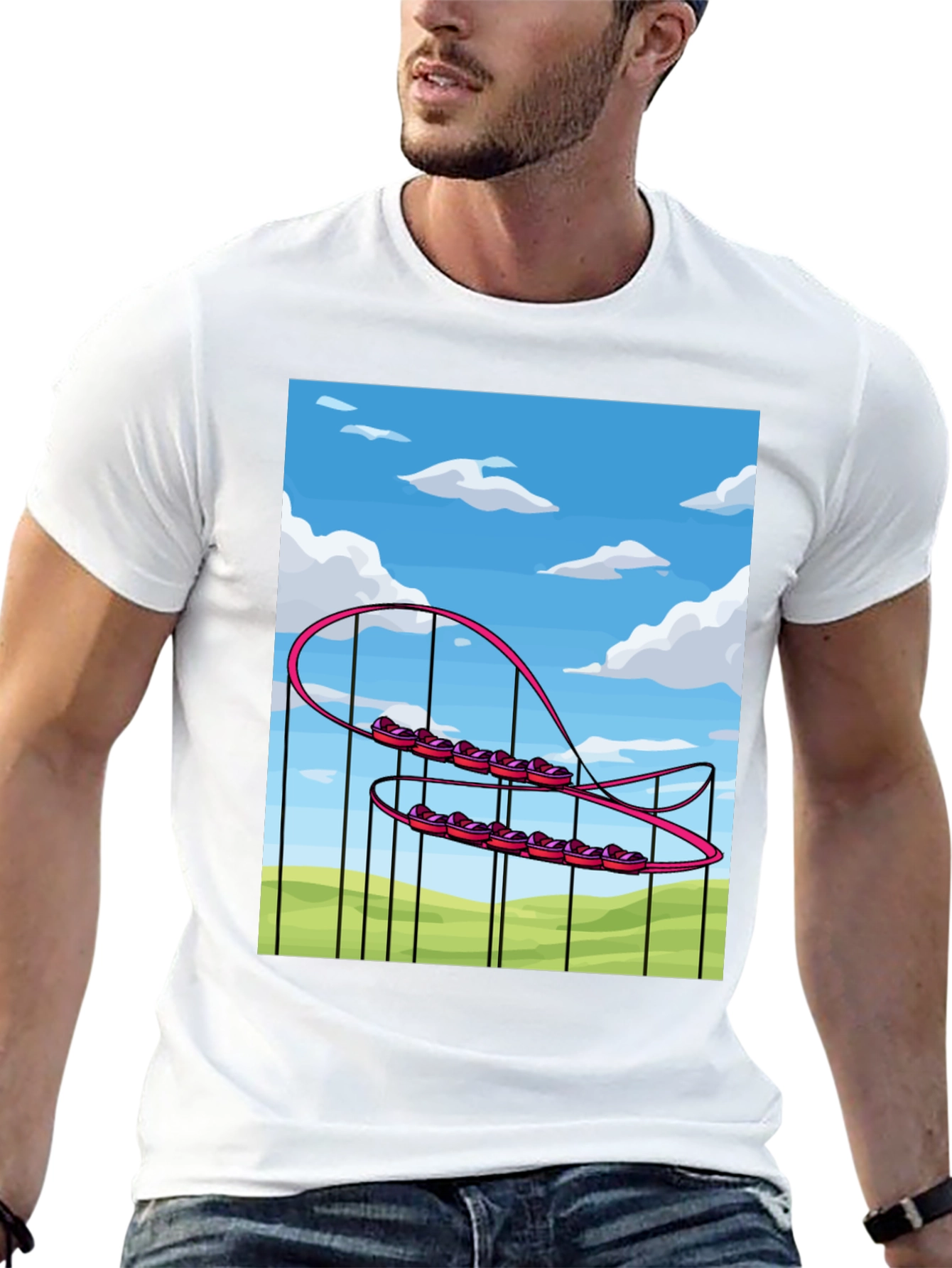 Black Cartoon Roller Coaster Graphic Tee - Fun & Unique Style view 13