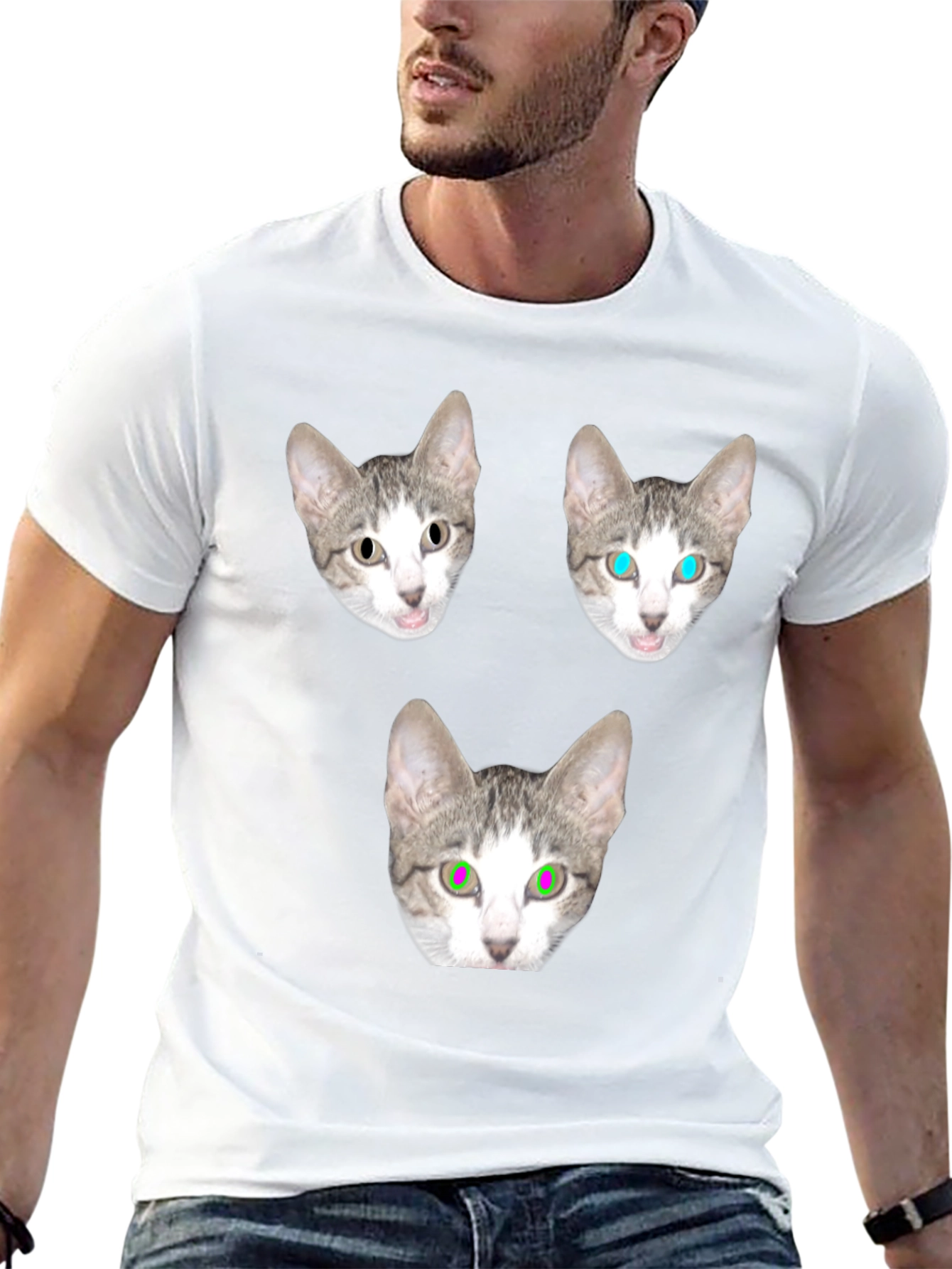 Black Cat Head T-Shirt - Funny Graphic Tee view 13