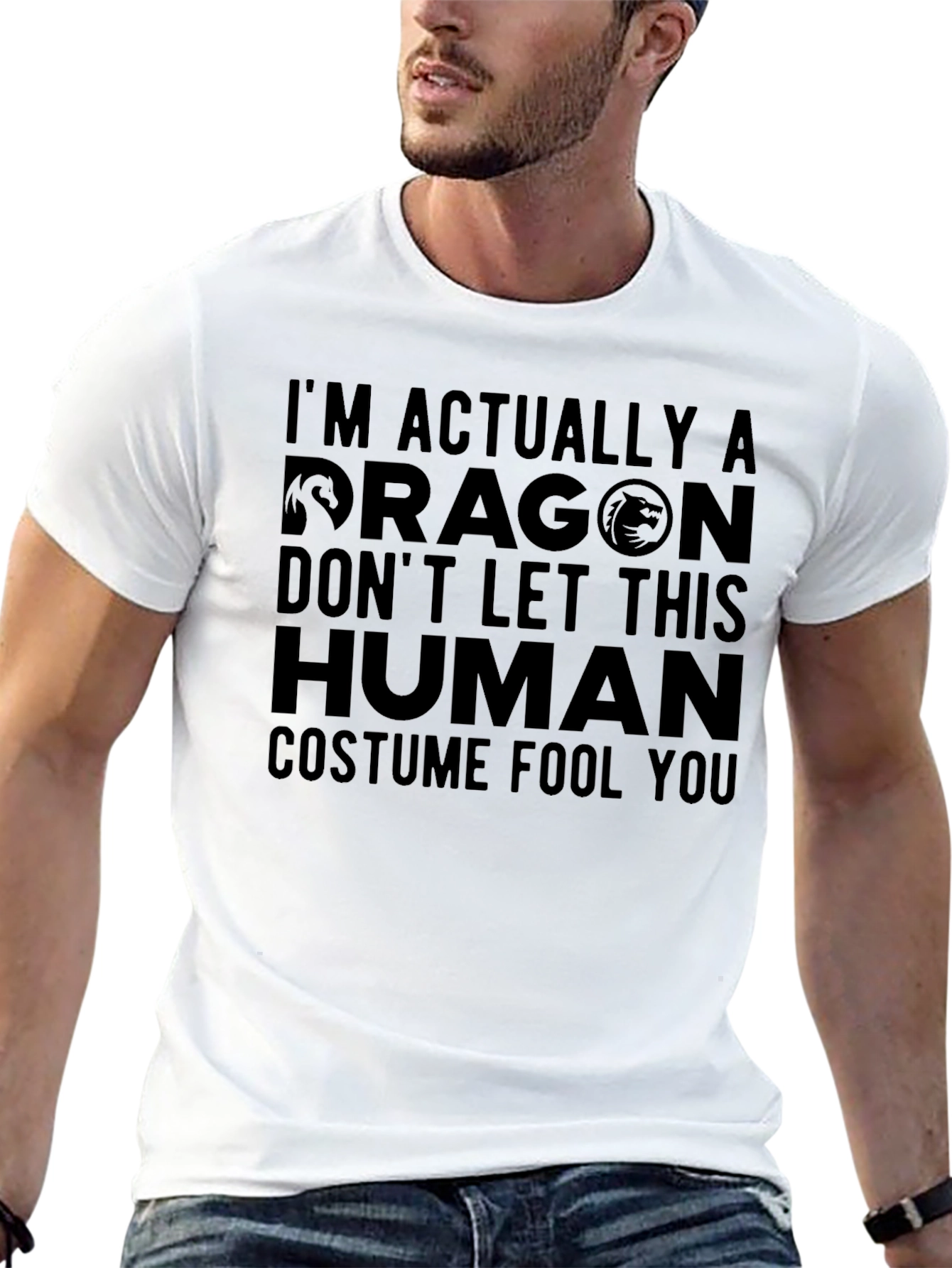 Black I'm Actually a Dragon T-Shirt - Funny Costume Tee view 13