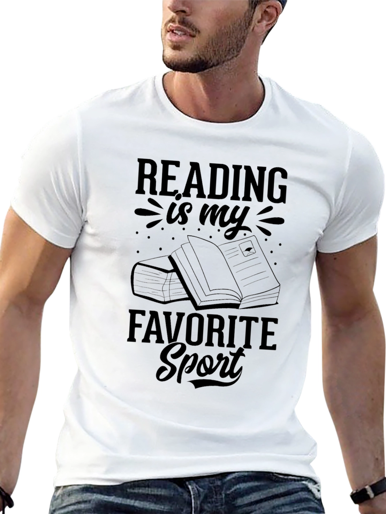 Black Reading Is My Favorite Sport Graphic T-Shirt view 13
