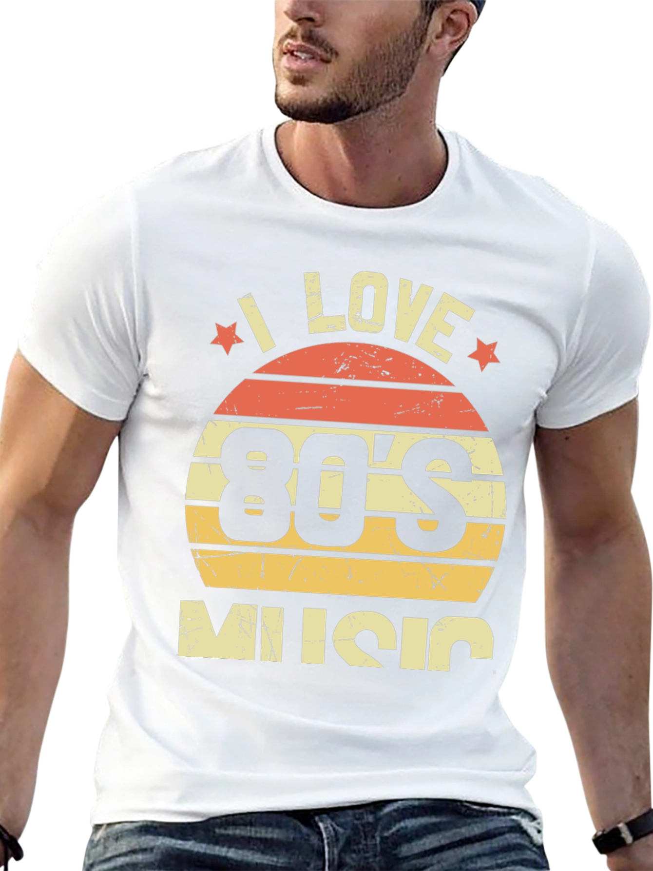 Black I Love 80's Music Retro T-Shirt view 13
