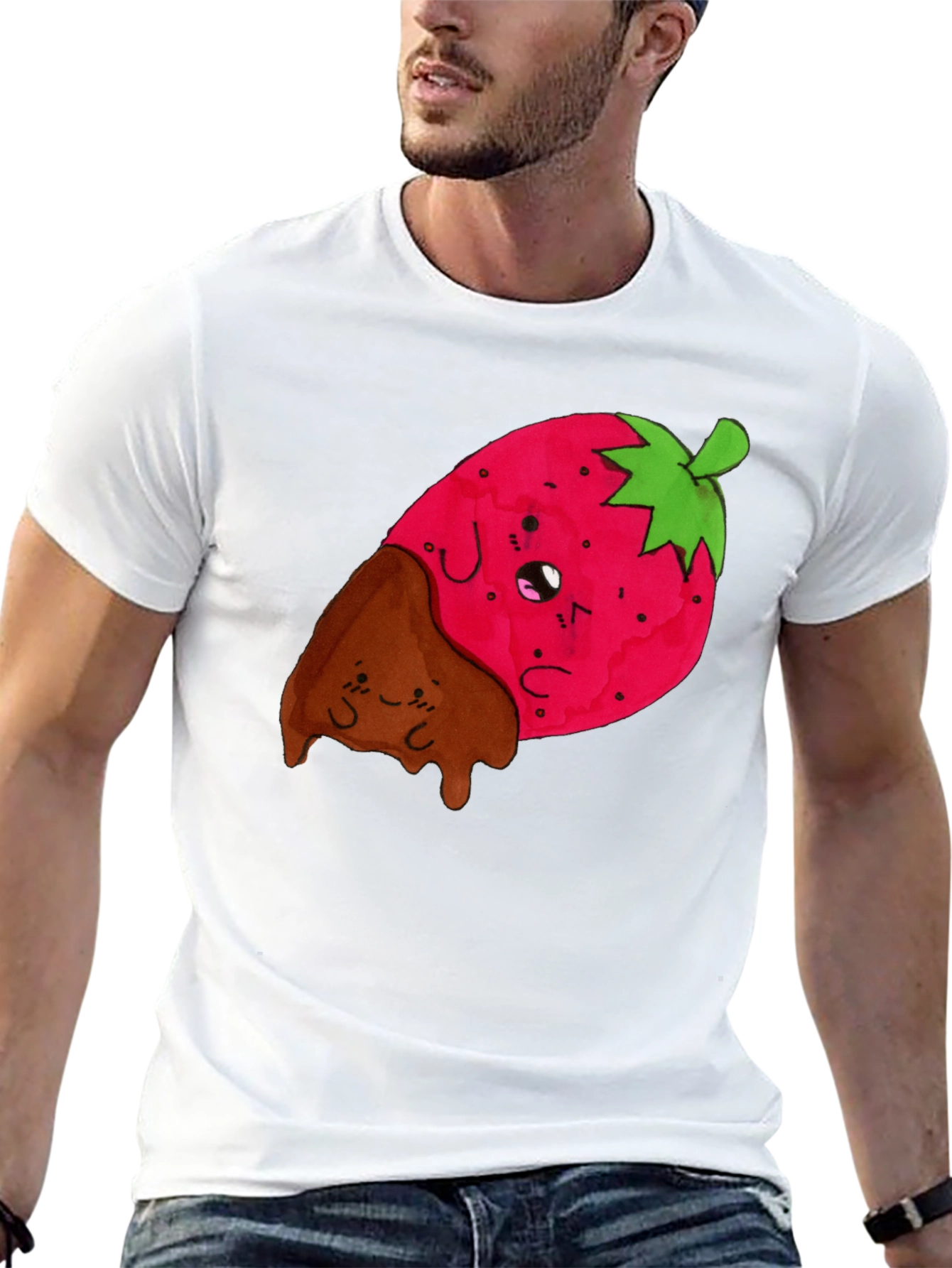Black Strawberry Dipped in Chocolate Graphic Tee view 13