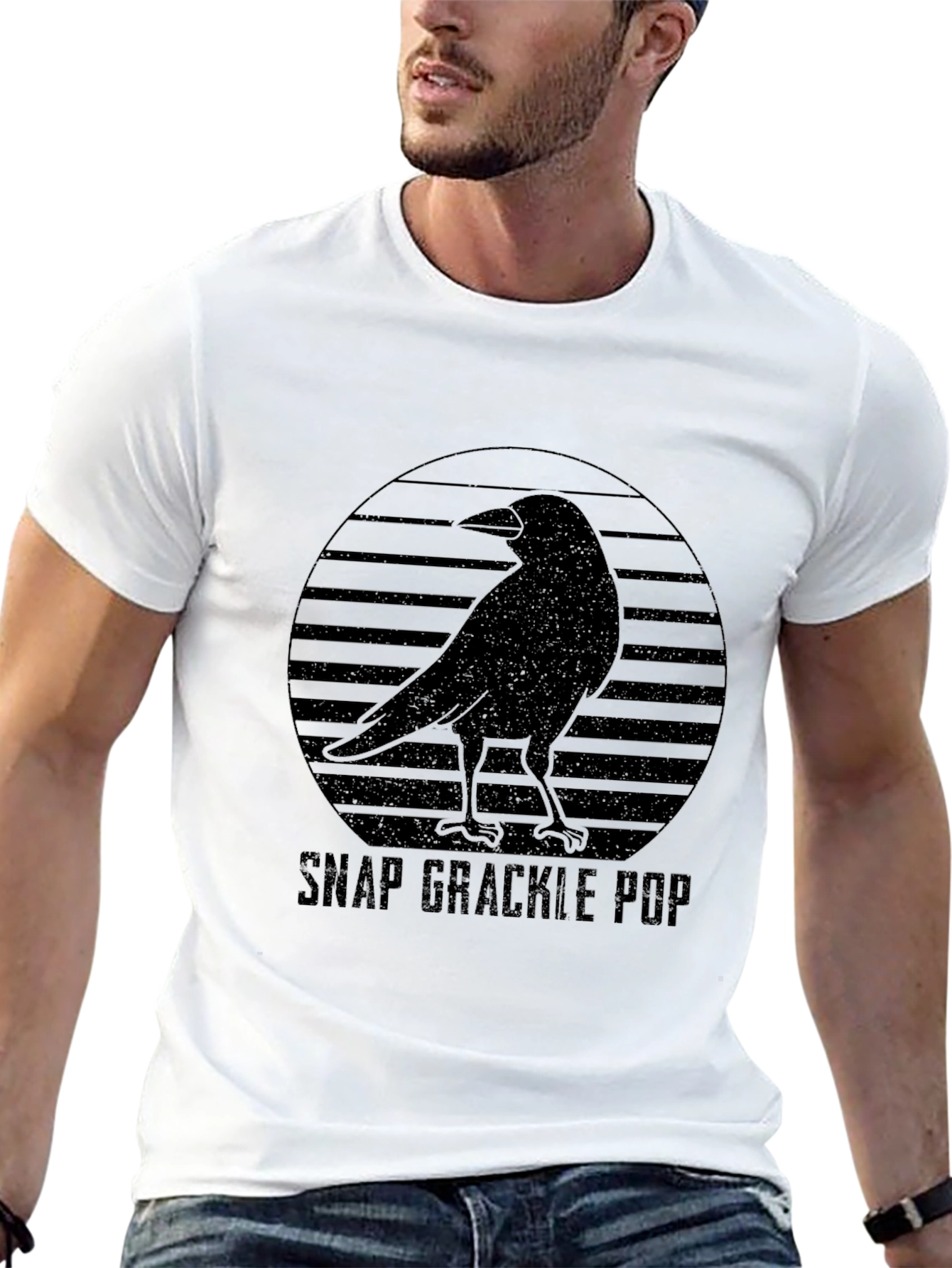 Black Snap Grackle Pop Graphic Tee - Black Bird Design view 13