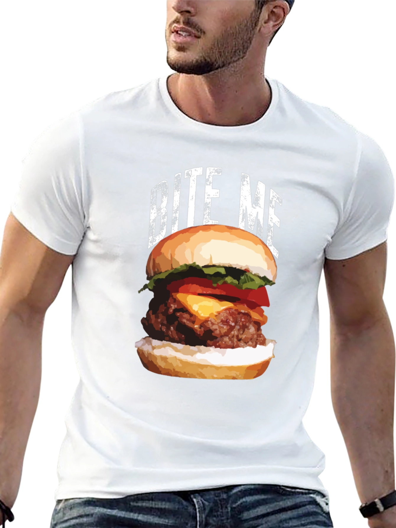 Black Bite Me Burger T-Shirt - Foodie Apparel view 13