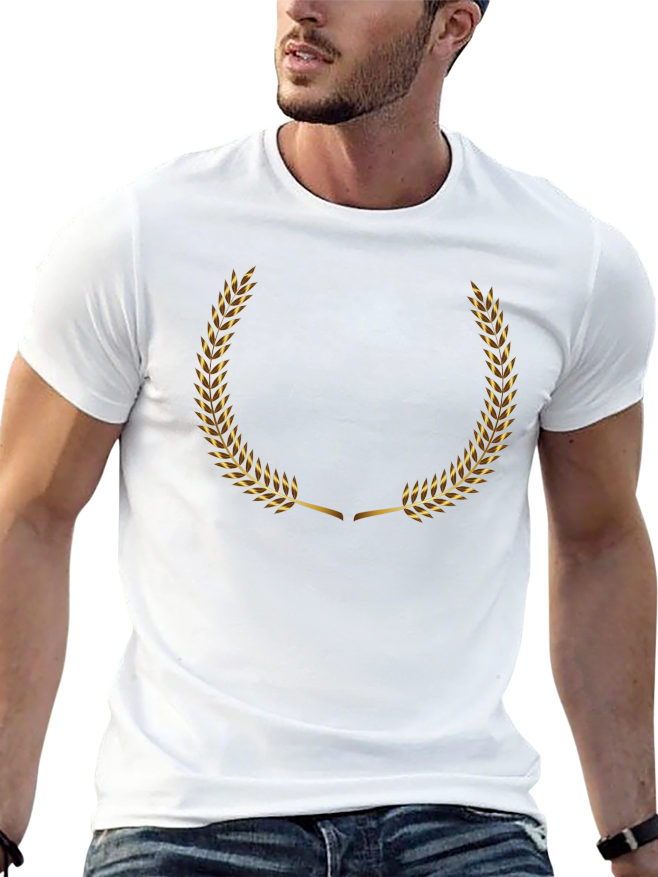 Black Golden Laurel Wreath Black T-Shirt view 13