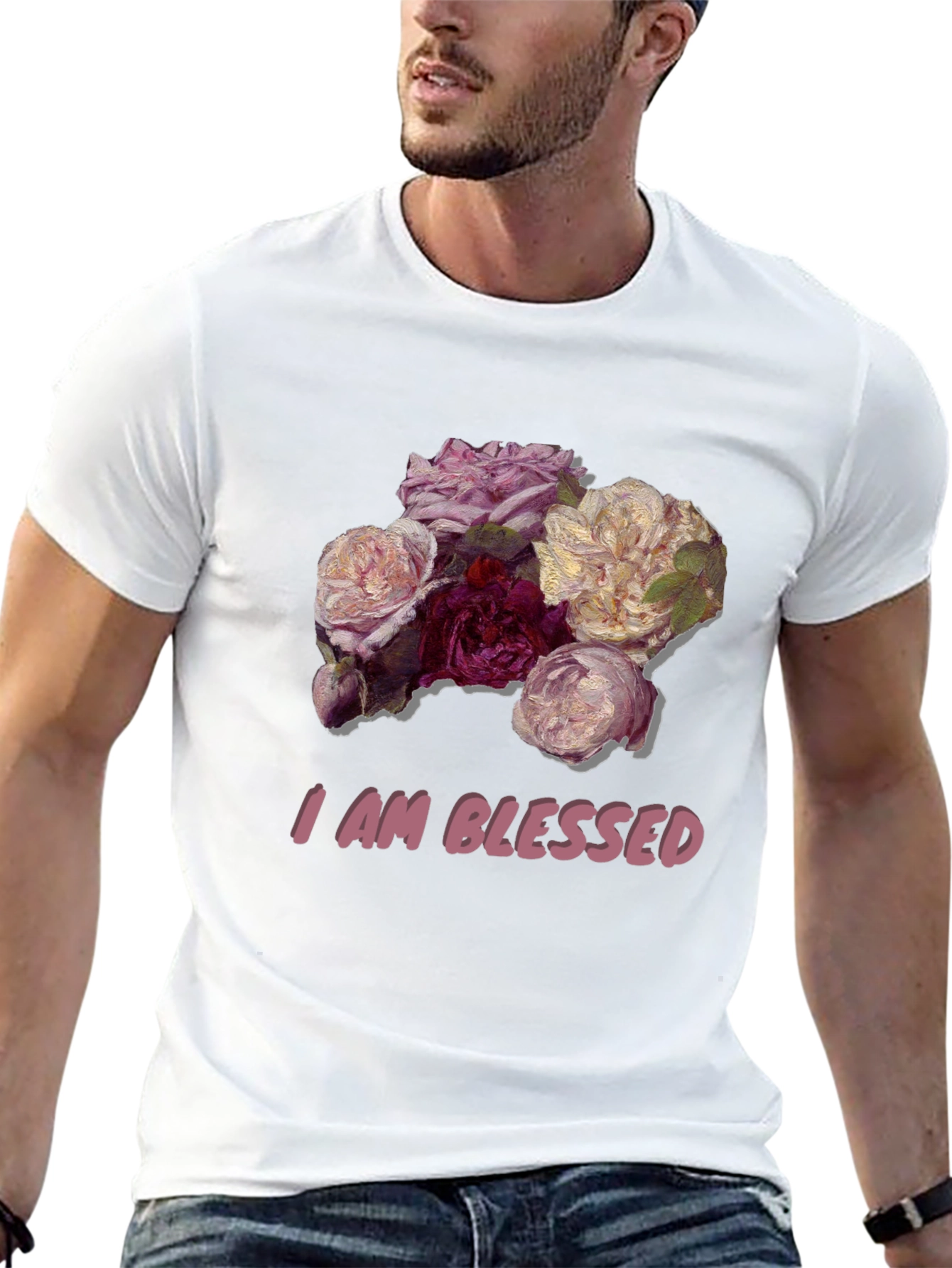 Black Floral Blessed T-Shirt - Stylish Graphic Tee view 13