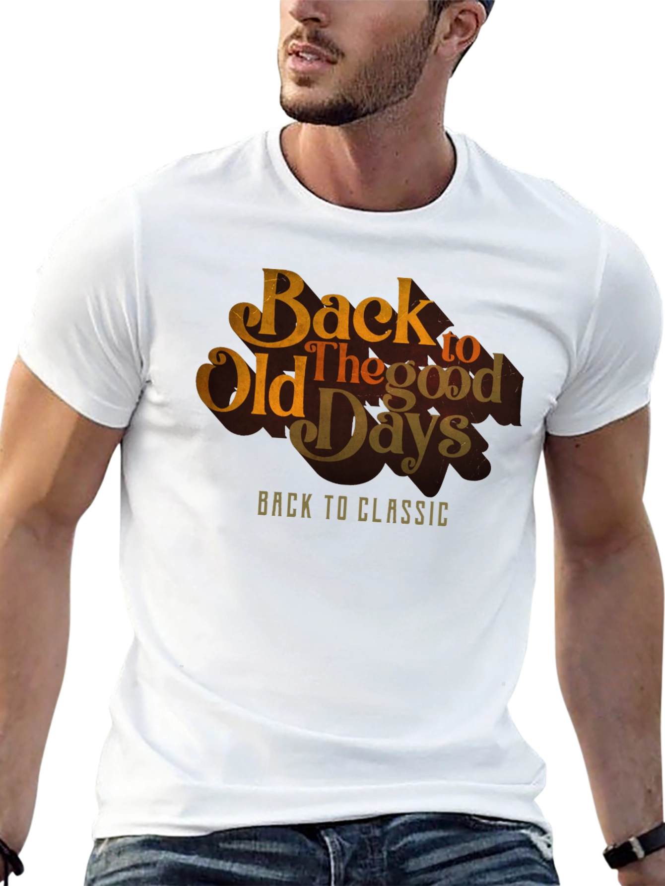 Black Back to Old Days Graphic T-Shirt - Vintage Classic Tee view 13