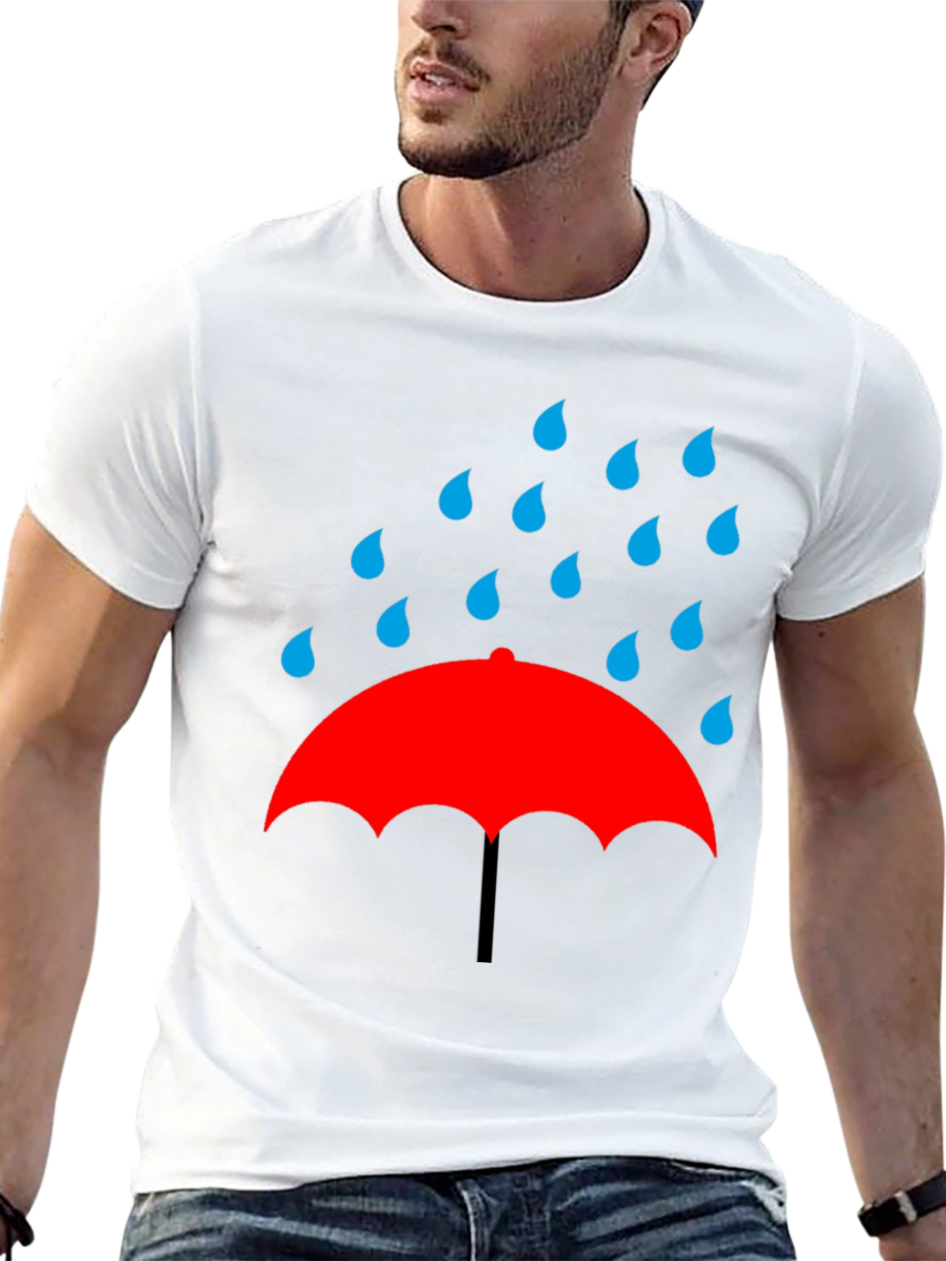 Black Rainy Day Umbrella Graphic Tee - Black T-Shirt view 13