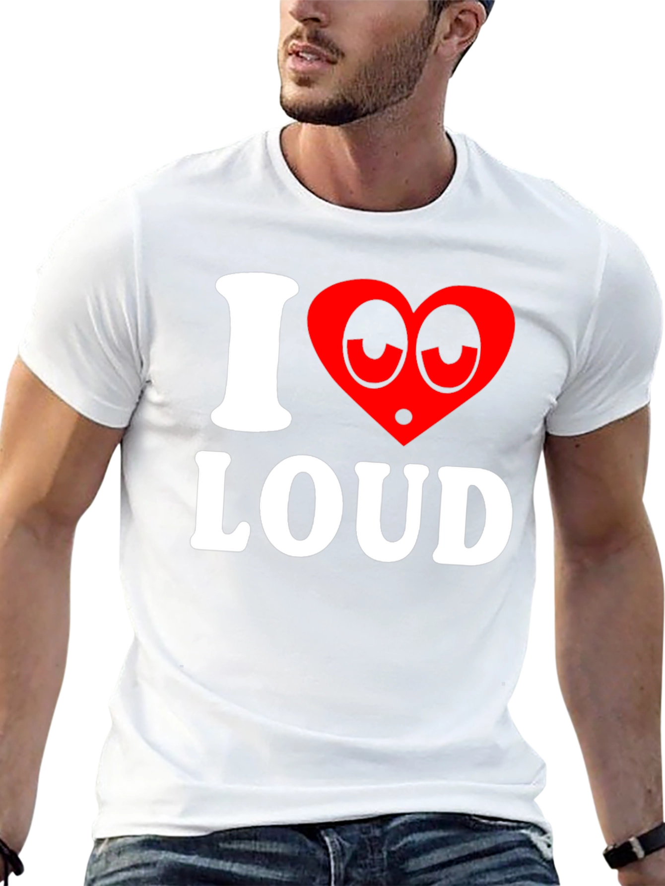 Black I Heart Loud Funny Graphic Tee - Black Cotton T-Shirt view 13