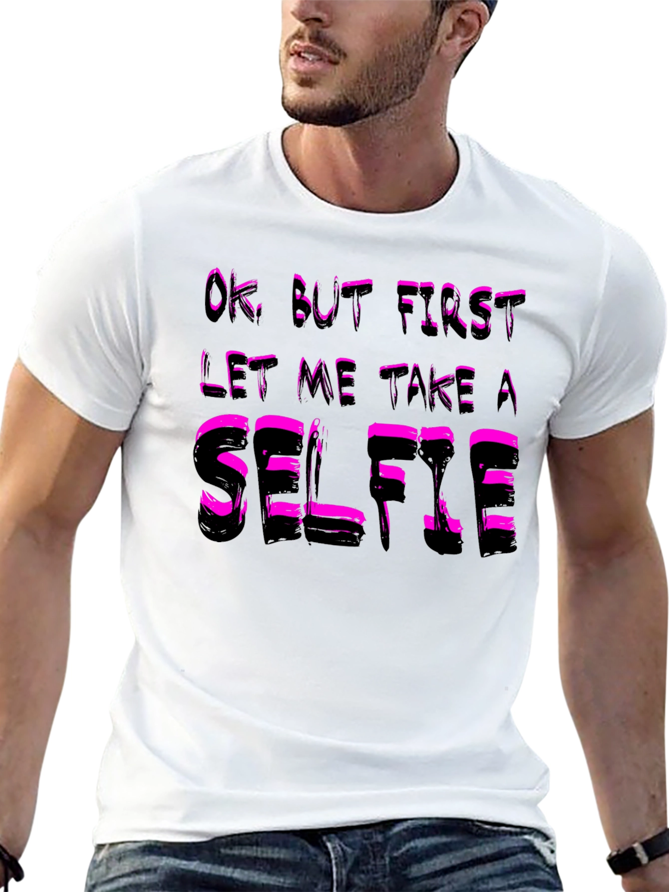 Black Selfie T-Shirt - Funny Black Cotton Tee view 13