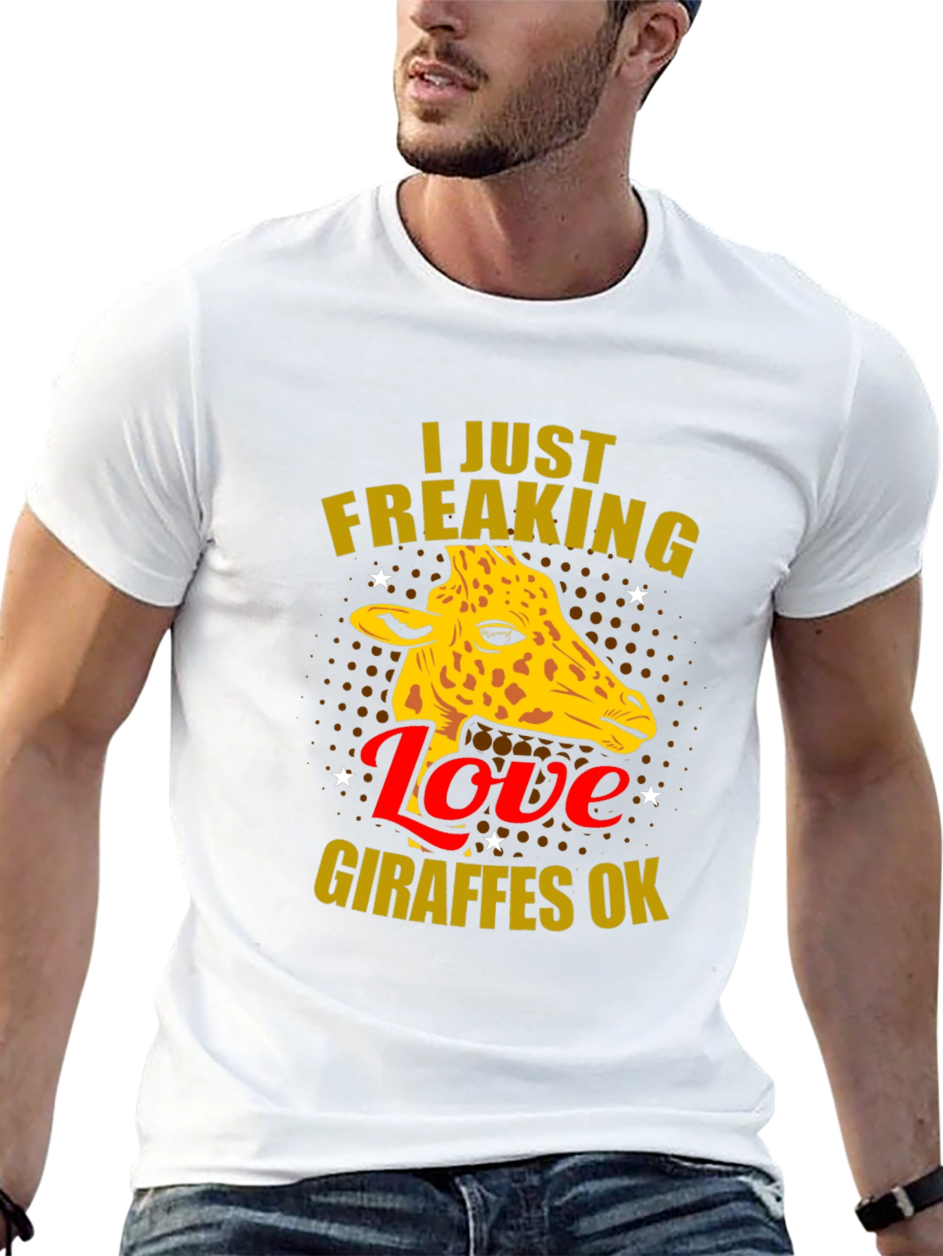 Black I Love Giraffes OK T-Shirt view 13