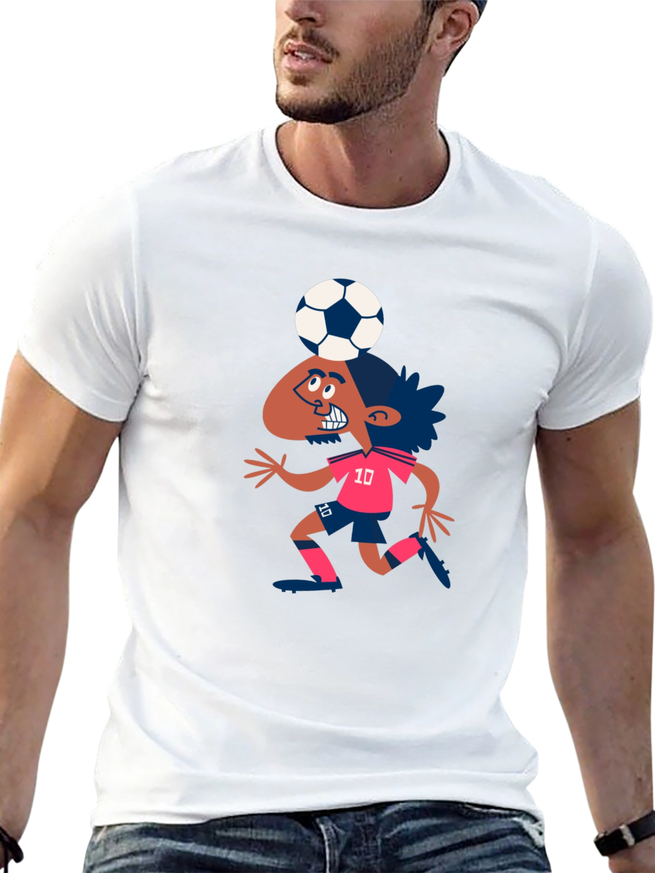 Black Cartoon Soccer Player Graphic T-Shirt view 13