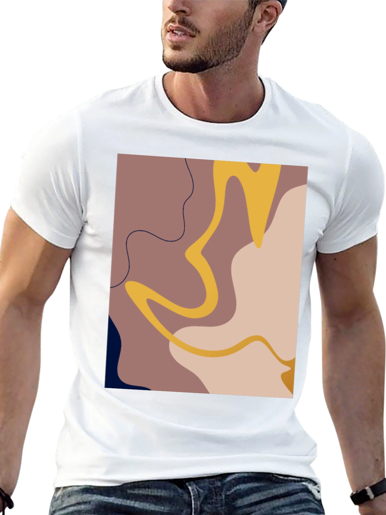 Black Abstract Graphic Print T-Shirt - Modern Art Tee view 13