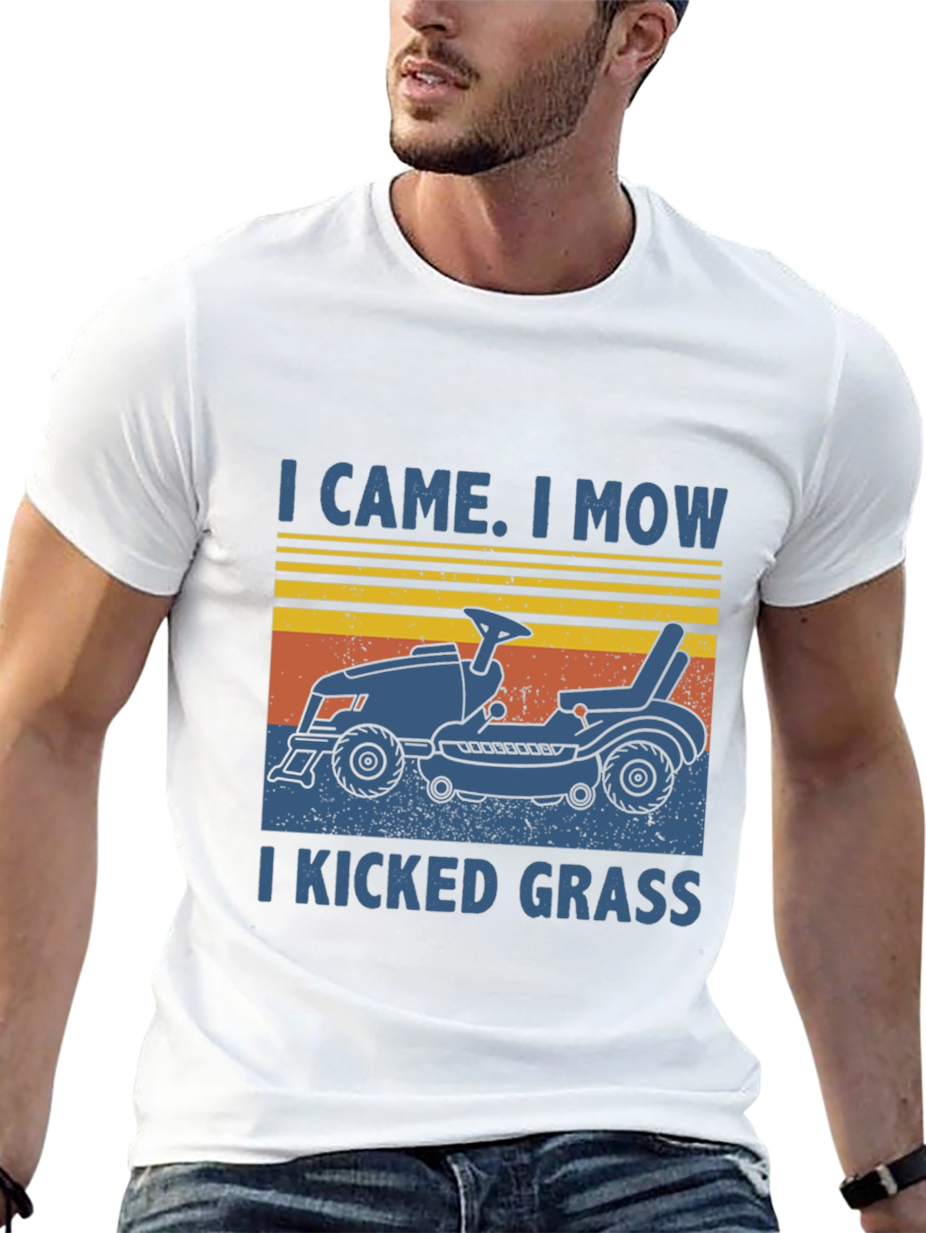 Black I Came I Mow T-Shirt - Lawn Mower Humor view 13