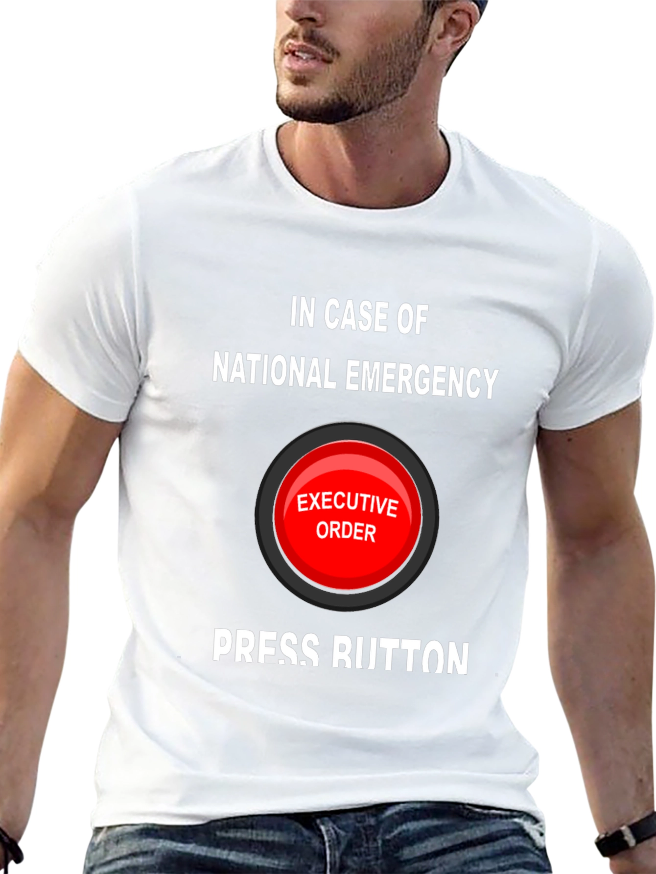 Black Executive Order Button Funny T-Shirt view 13