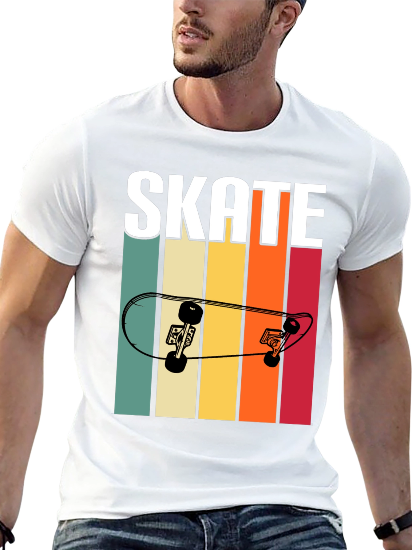 Black Retro Skate T-Shirt - Cool Skateboard Design view 13