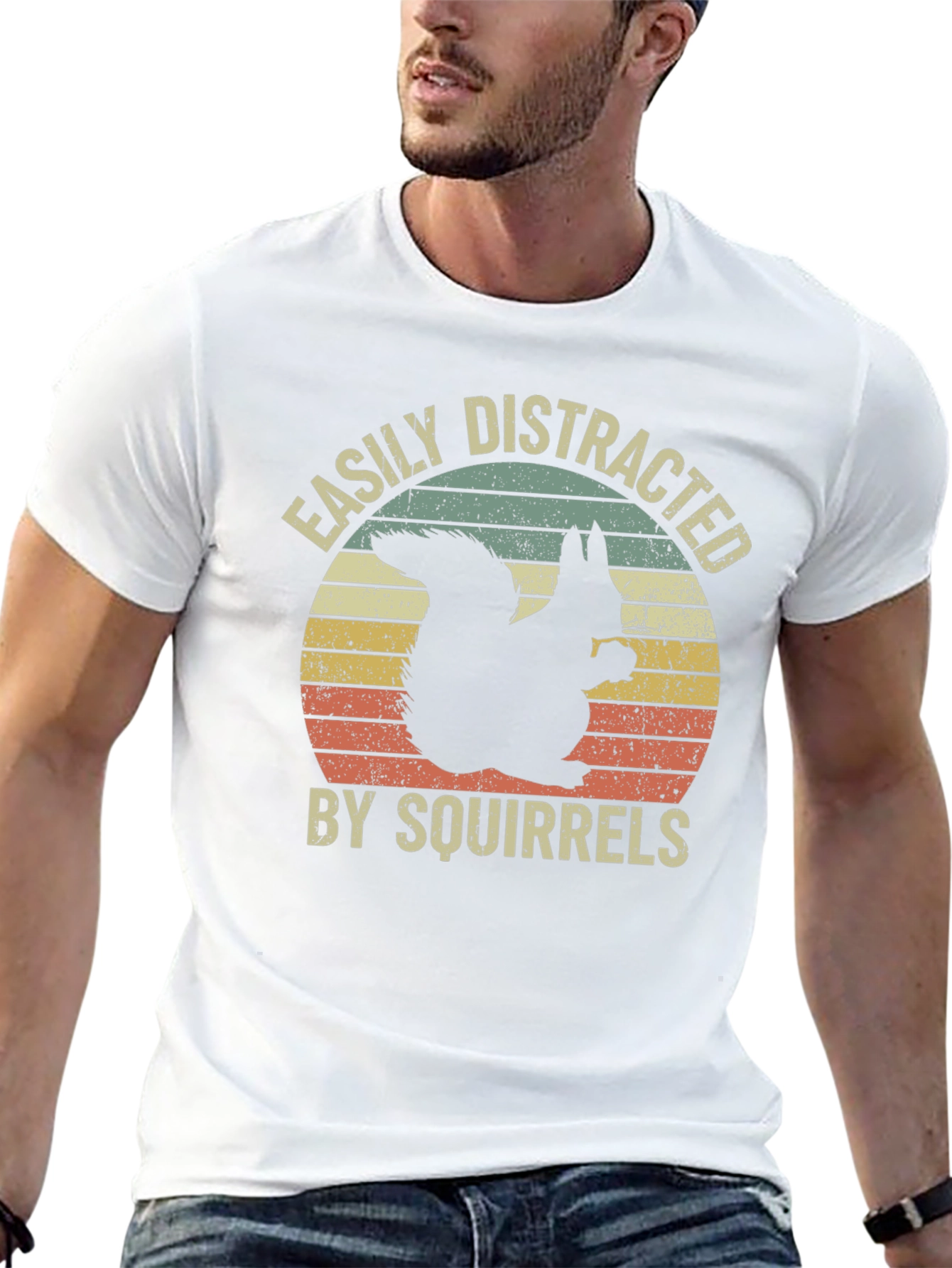 Black Easily Distracted By Squirrels Graphic Tee view 13