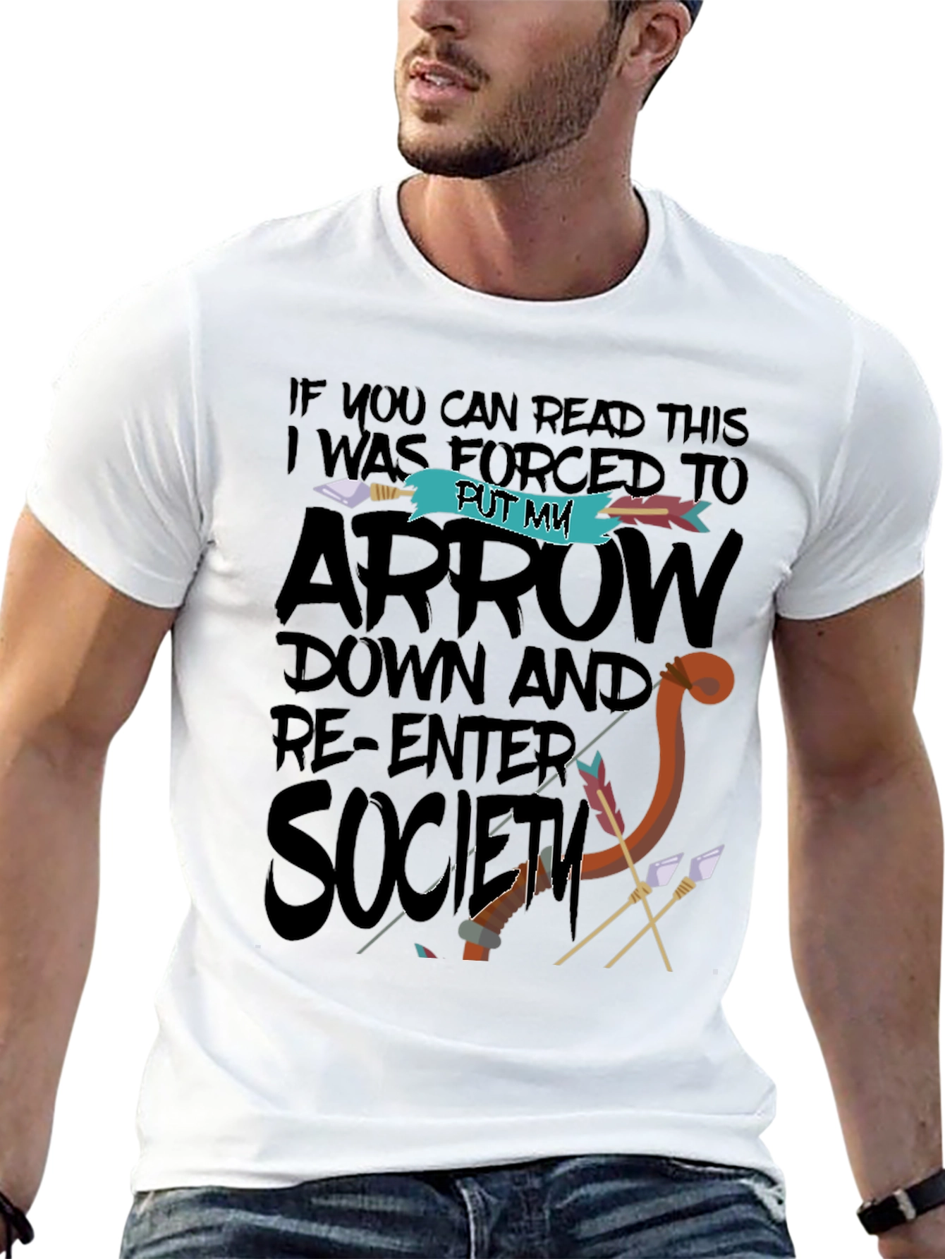 Black Funny Graphic T-Shirt - Put My Arrow Down Society view 13