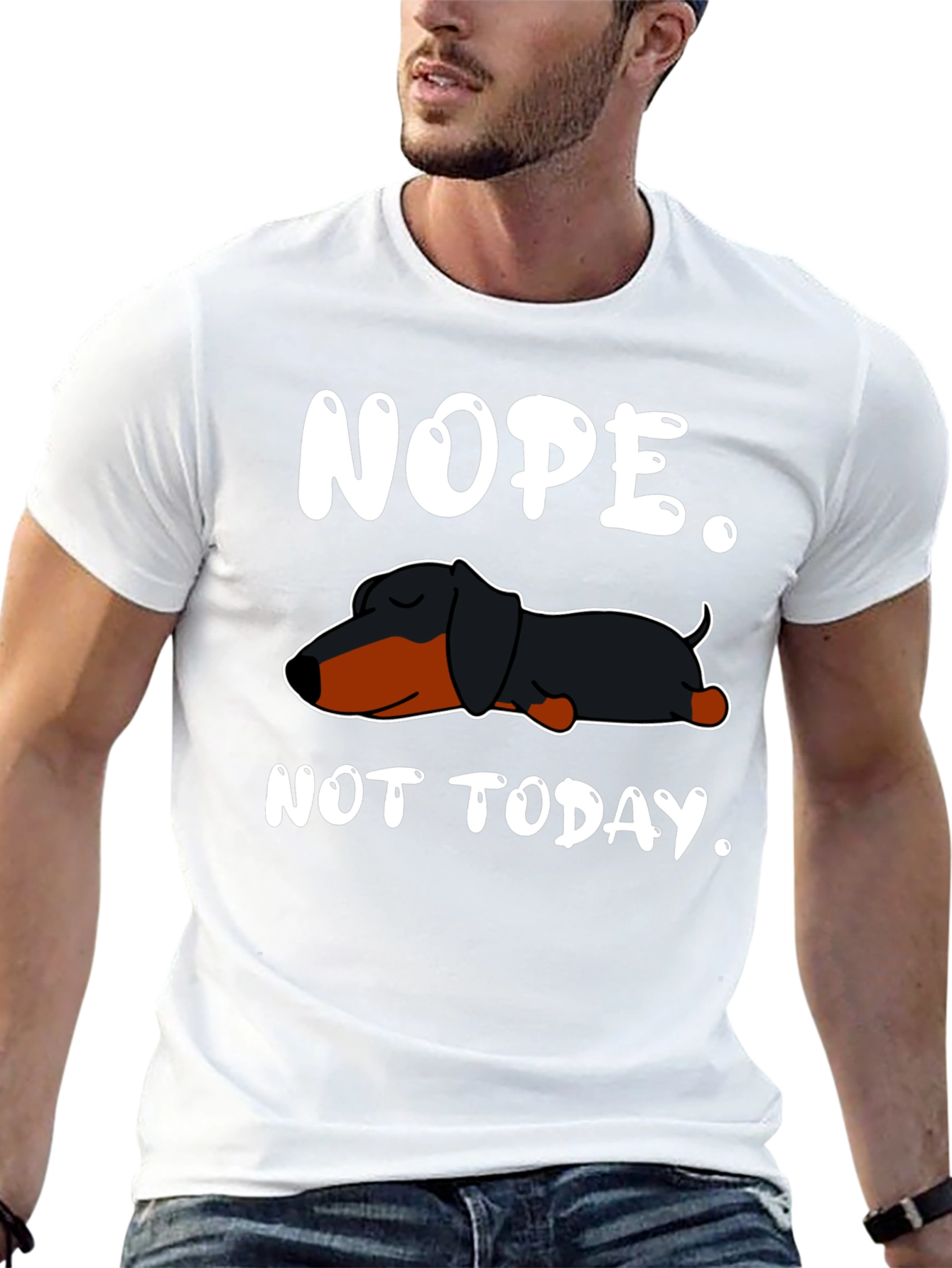 Black Nope. Not Today. Dachshund T-Shirt view 13