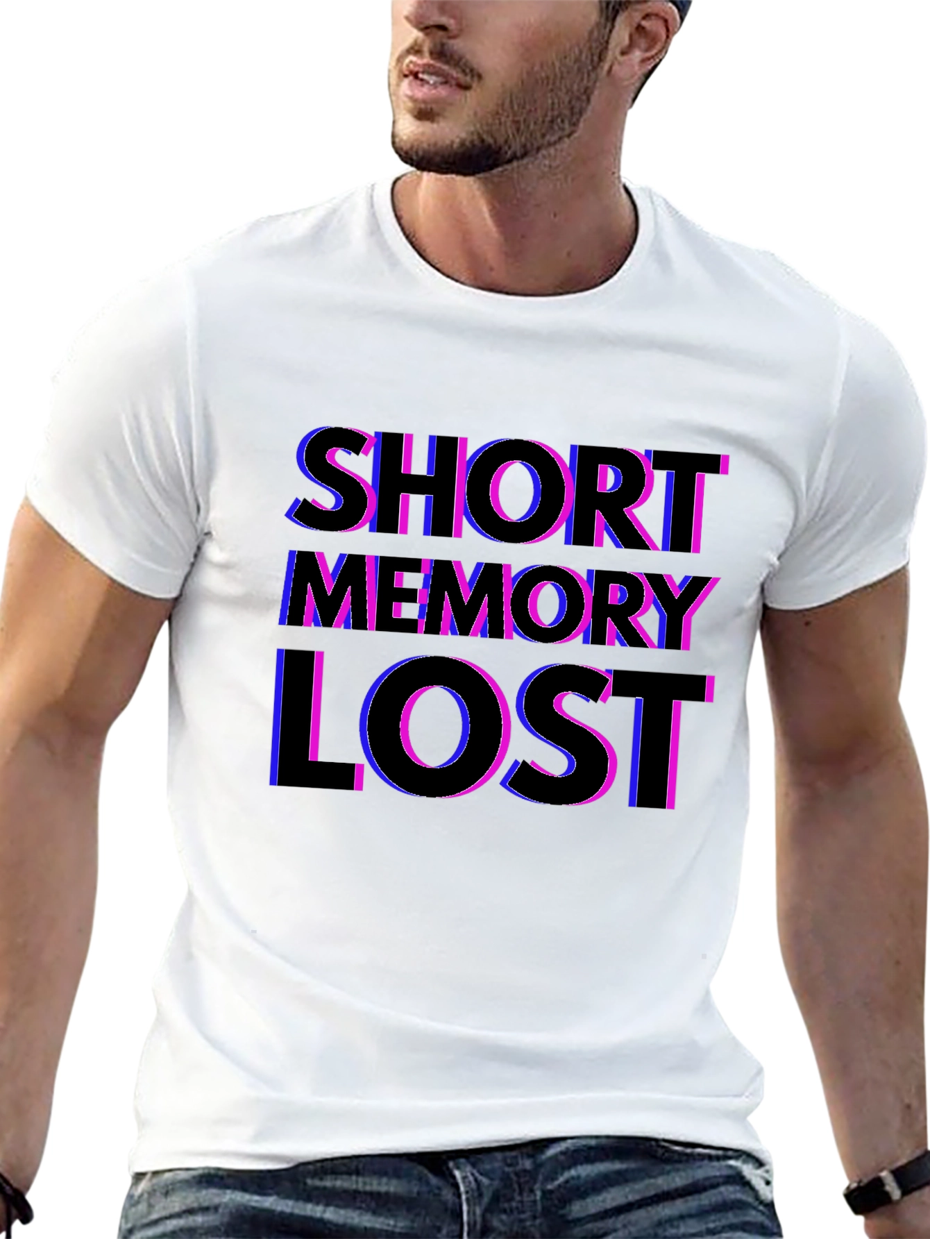 Black Short Memory Lost Funny Slogan Tee view 13
