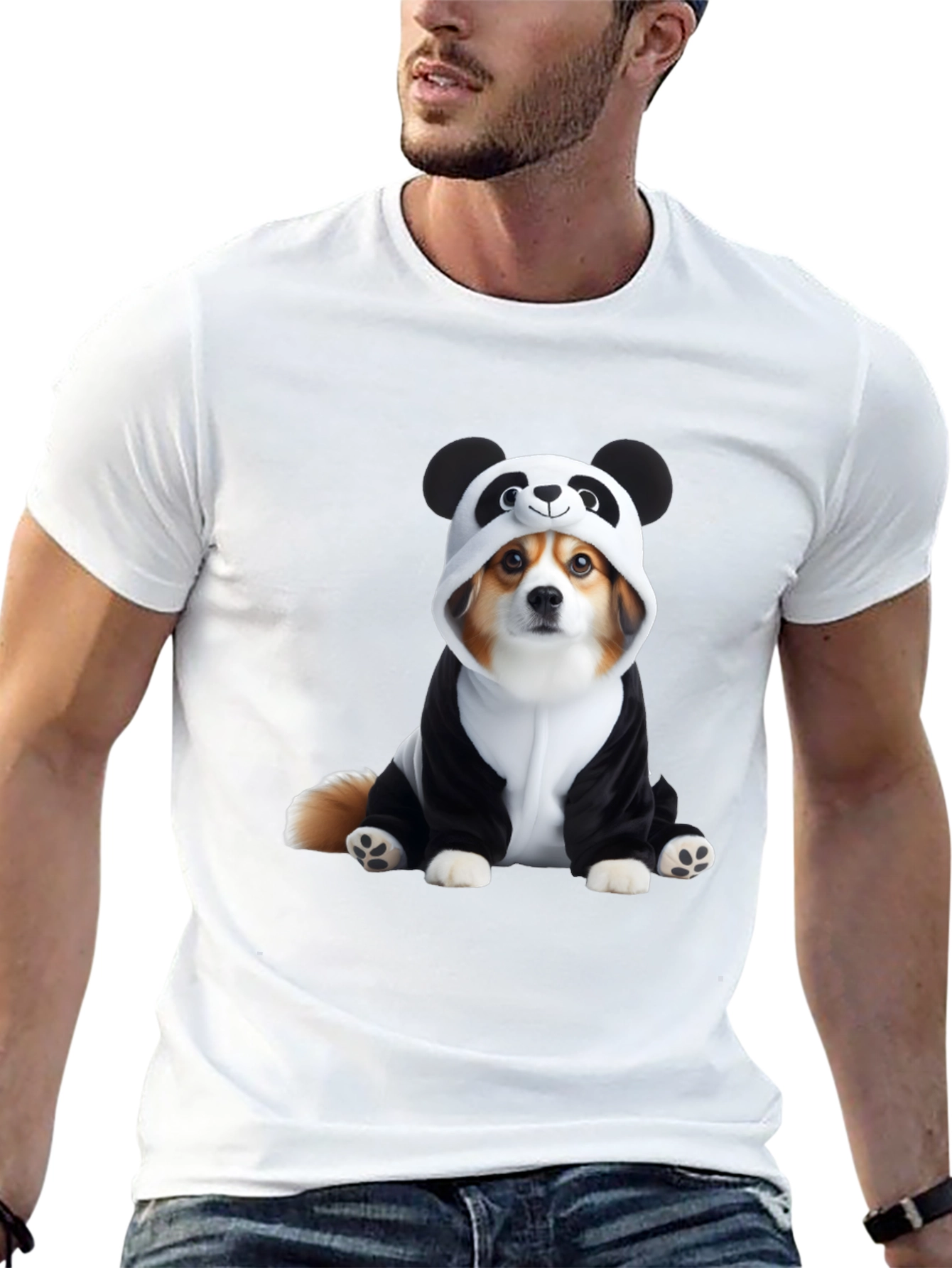 Black Dog Panda Costume T-Shirt view 13