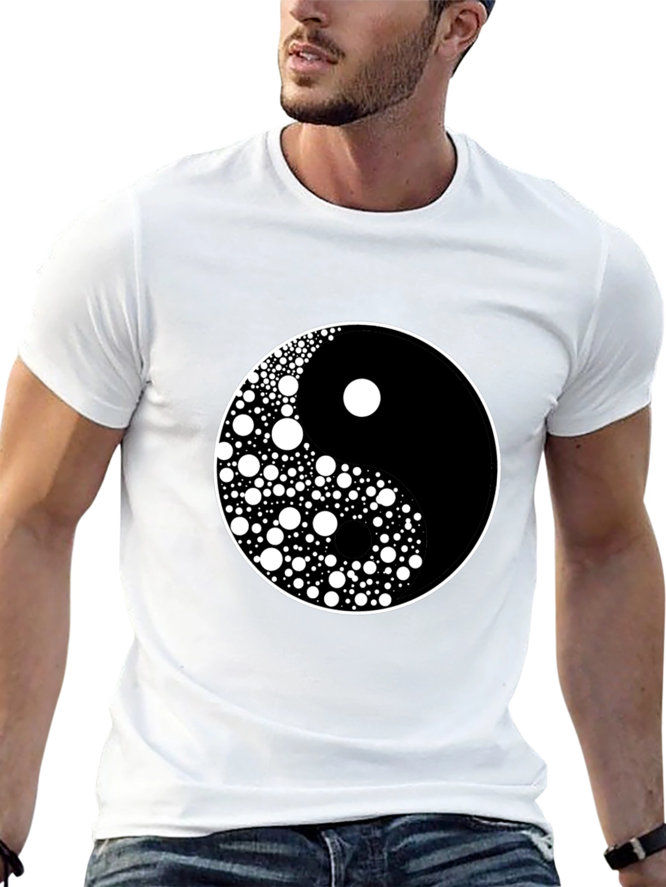 Black Yin Yang Circle Dot Pattern Tee - Classic Harmony view 13