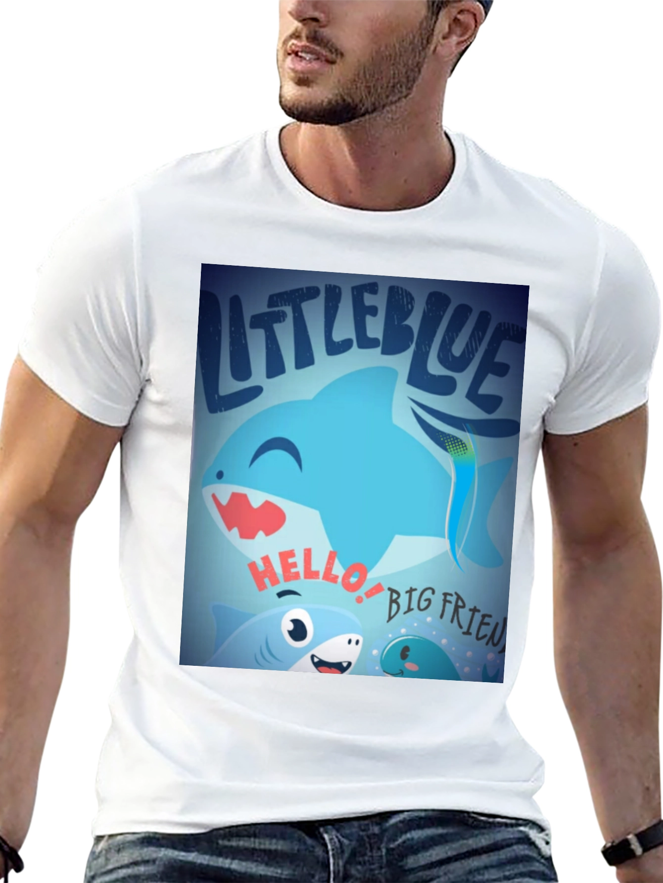 Black Little Blue Shark Graphic Tee - Fun, Casual Style view 13