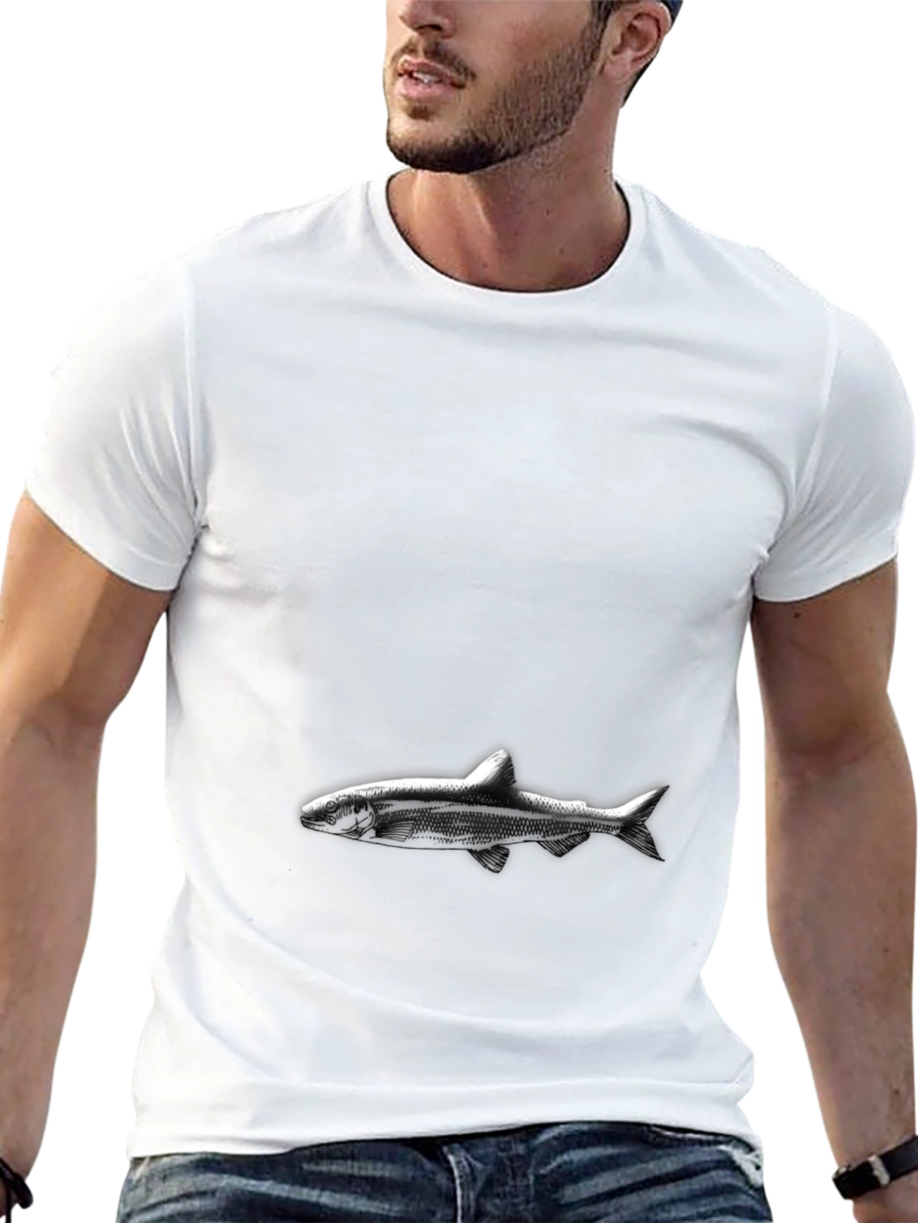 Black Black Shark Graphic Tee - Men's Casual Style view 13