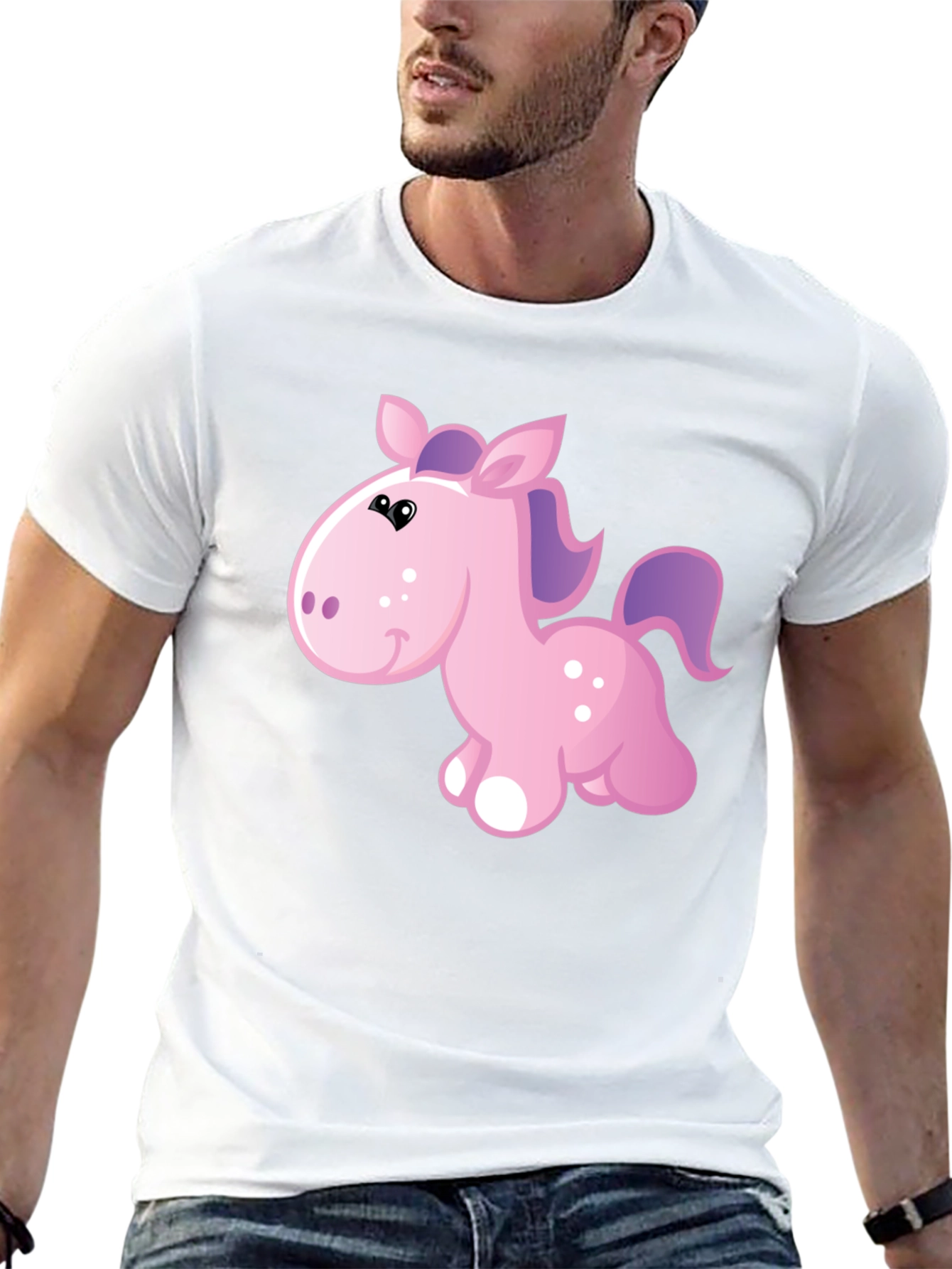 Black Cute Cartoon Pony Black T-Shirt view 13