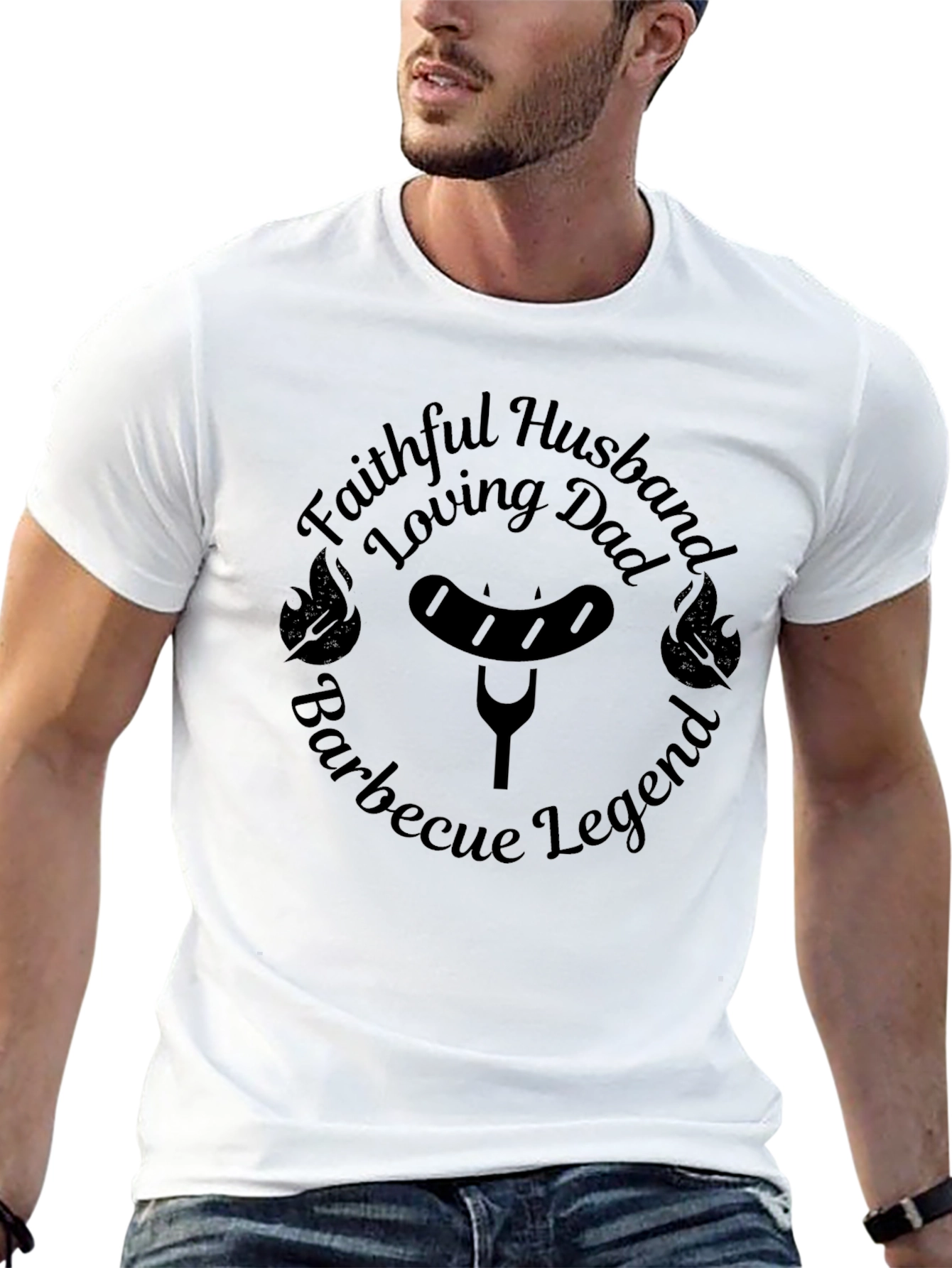 Black Faithful Husband Barbecue Legend Graphic Tee view 13