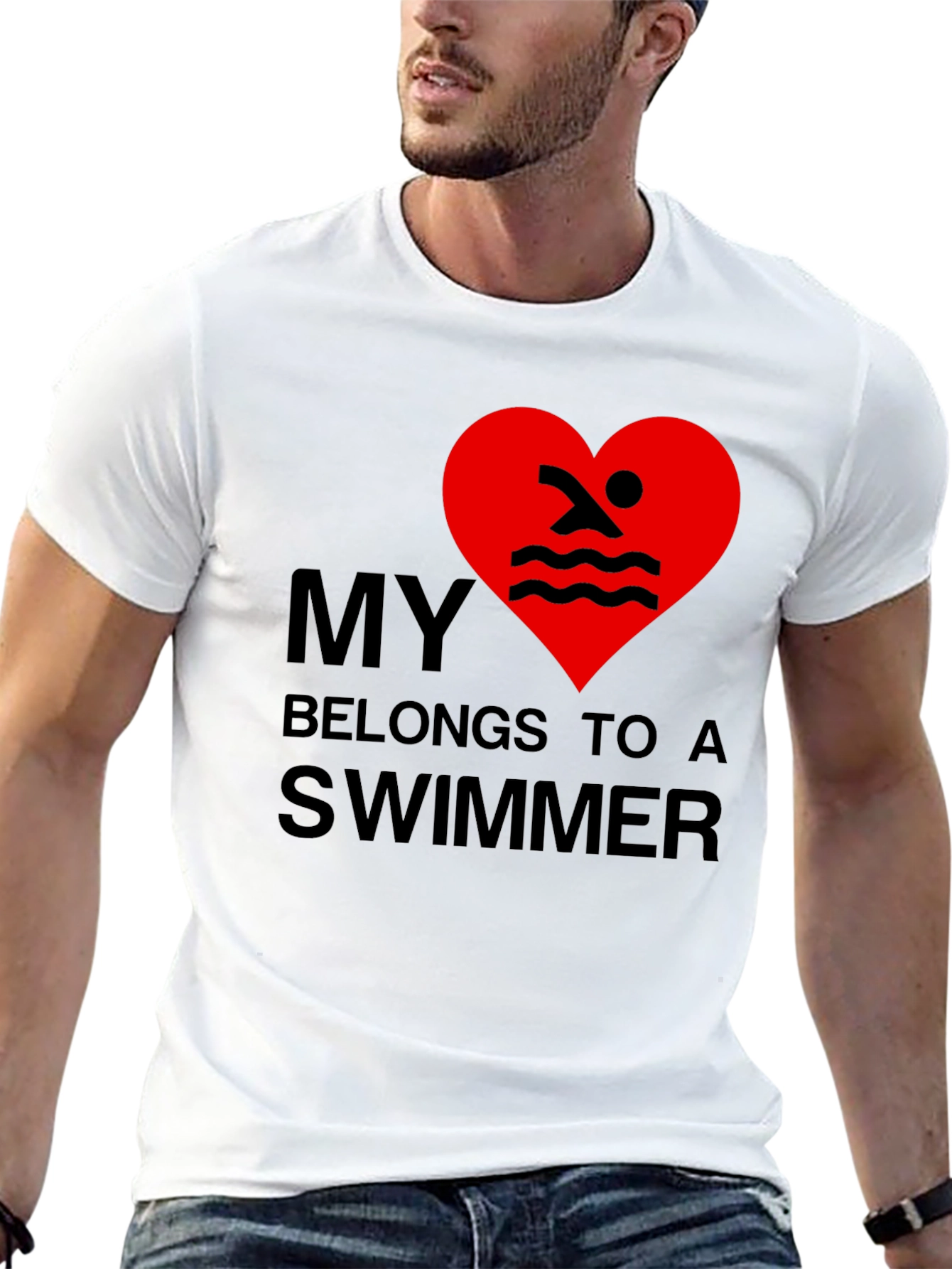 Black My Heart Belongs to a Swimmer - Novelty T-Shirt view 13