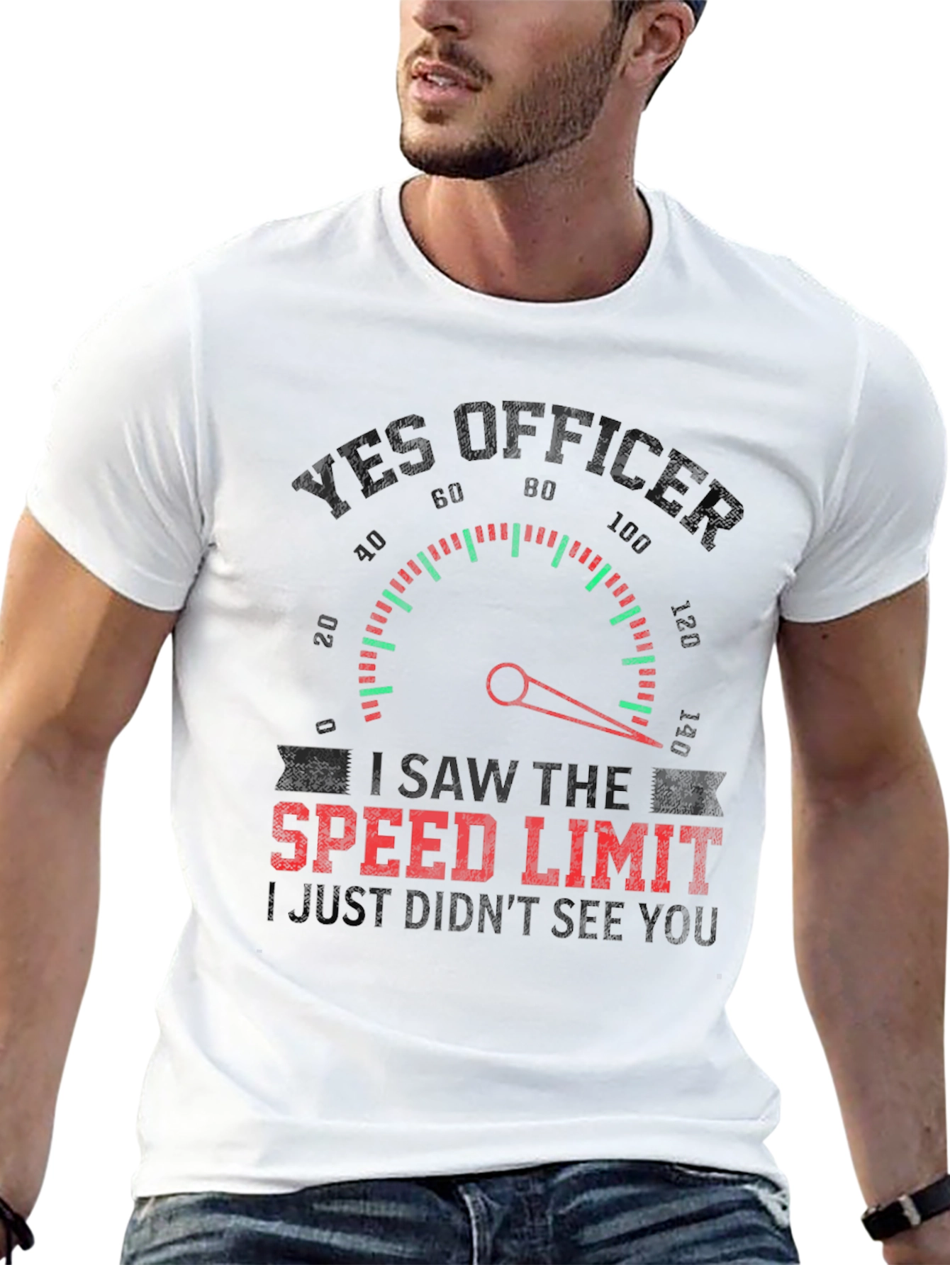 Black Yes Officer Funny Speed Limit T-Shirt view 13