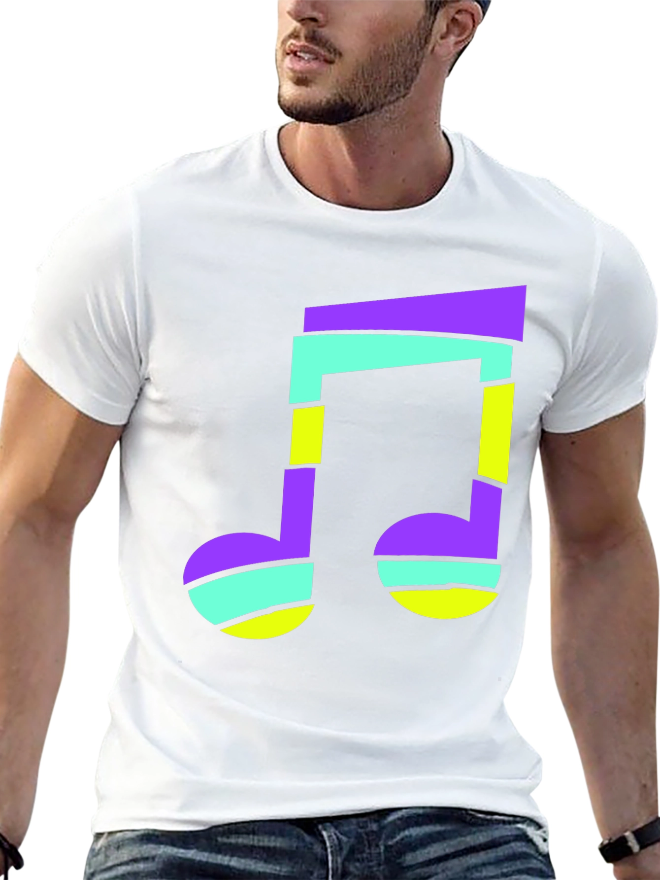 Black Funky Music Note Black T-Shirt view 13