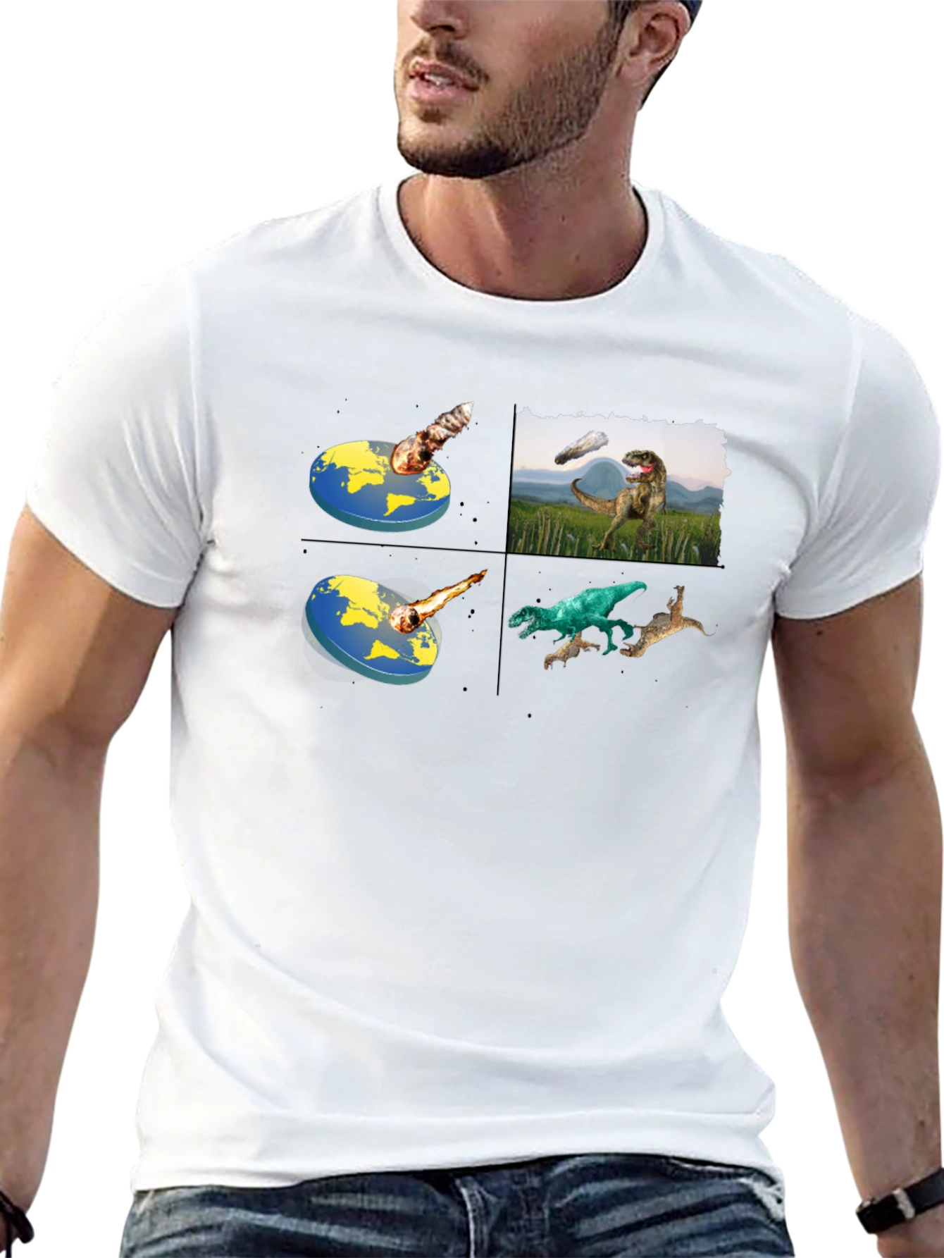 Black Dinosaur Extinction Black T-Shirt view 13