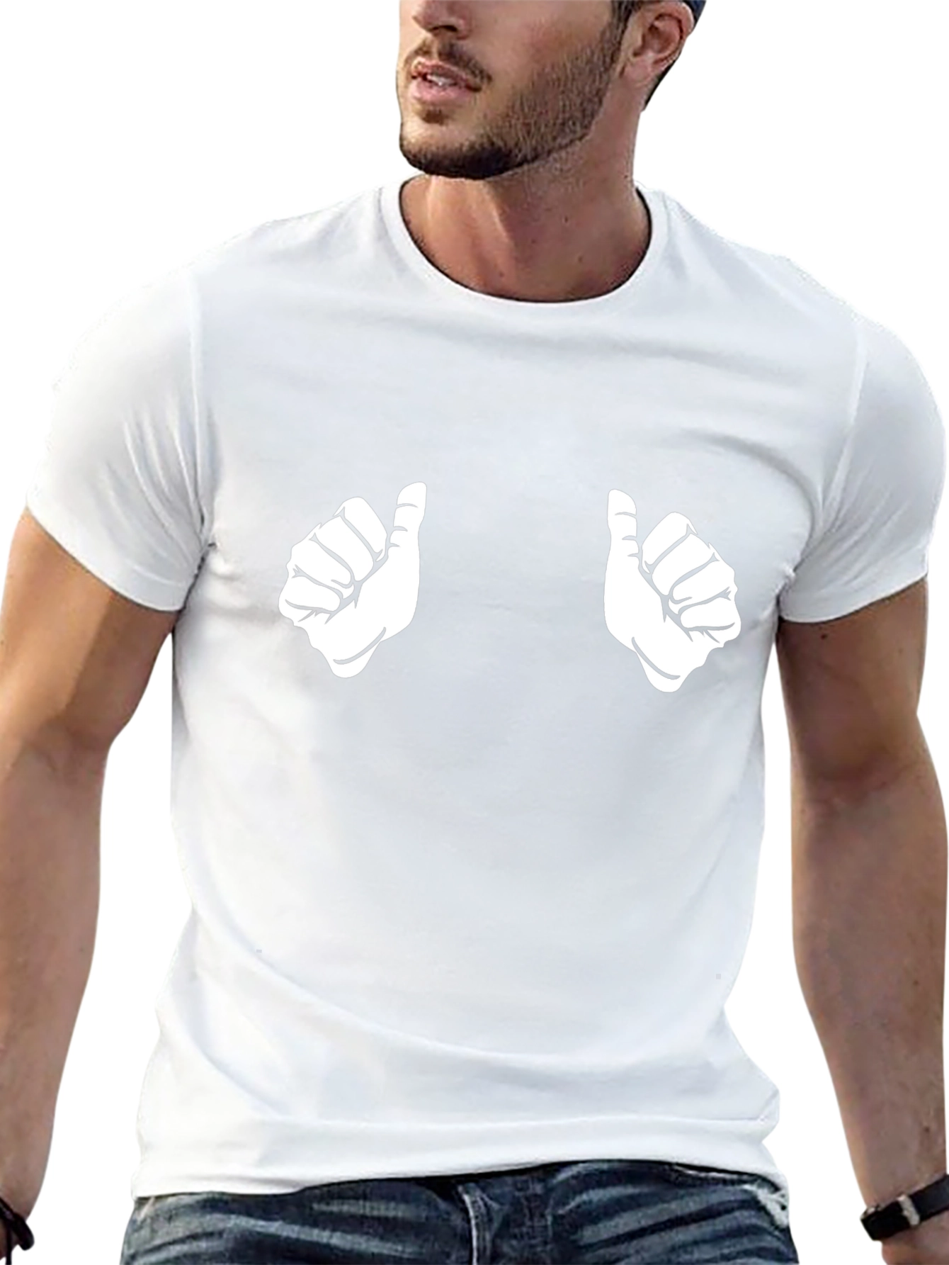 Black Thumbs Up Graphic Tee - Funny Novelty Shirt view 13