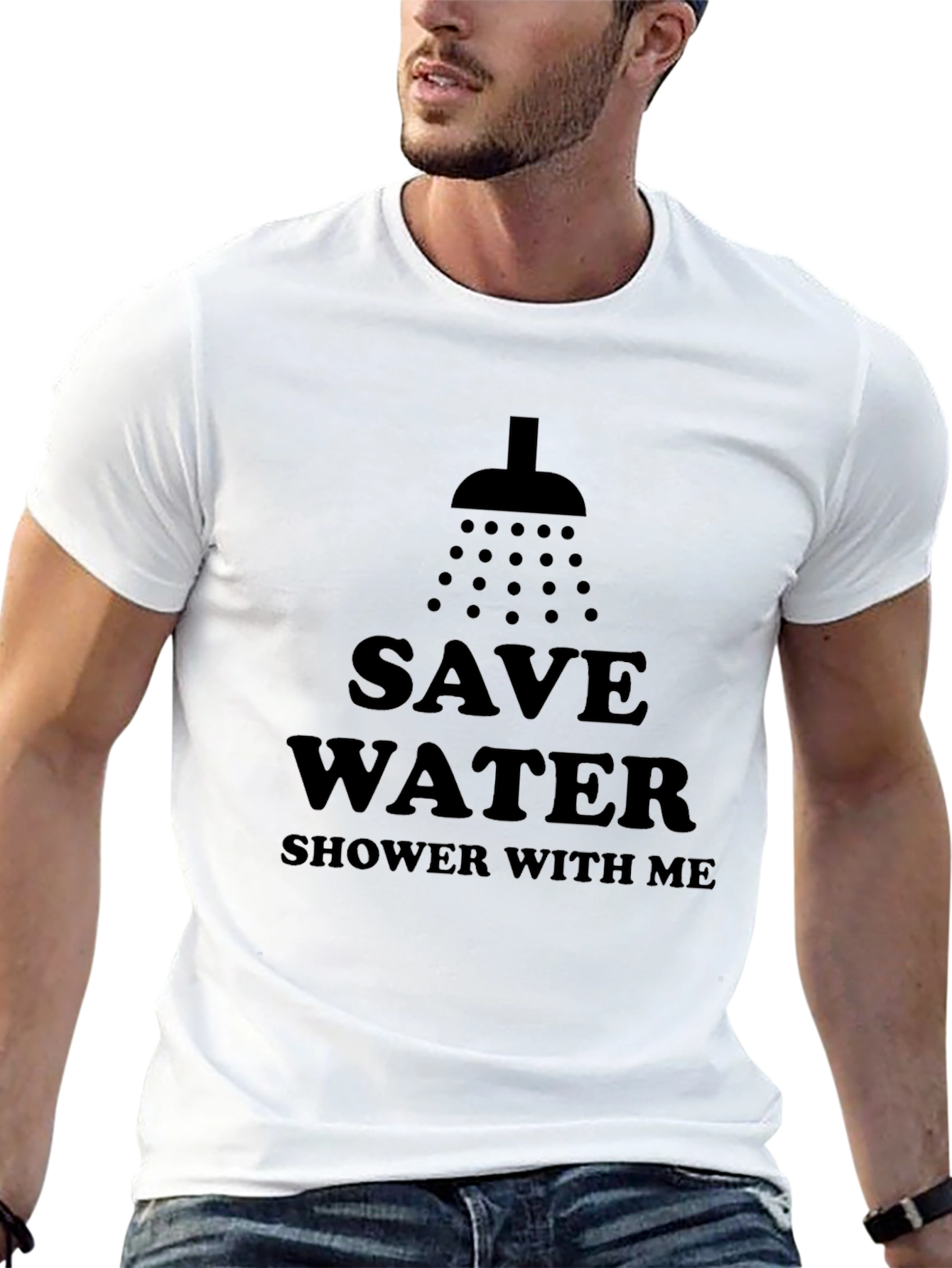 Black Save Water Shower With Me T-Shirt view 13