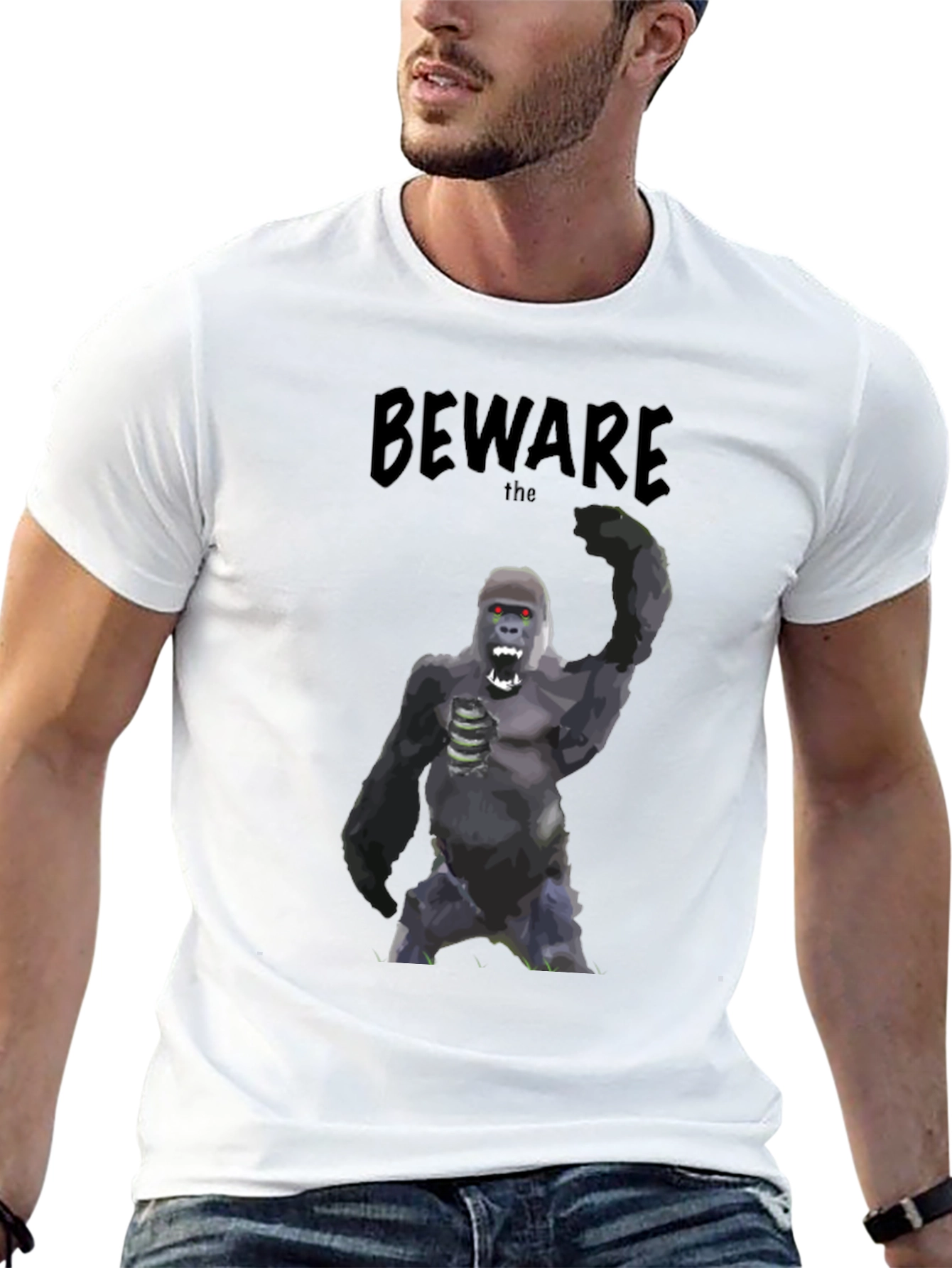 Black Beware the Gorilla T-Shirt - Graphic Tee view 13