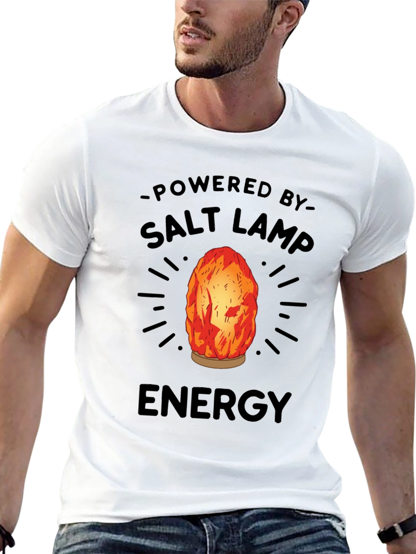 Black Powered By Salt Lamp Energy Graphic Tee view 13