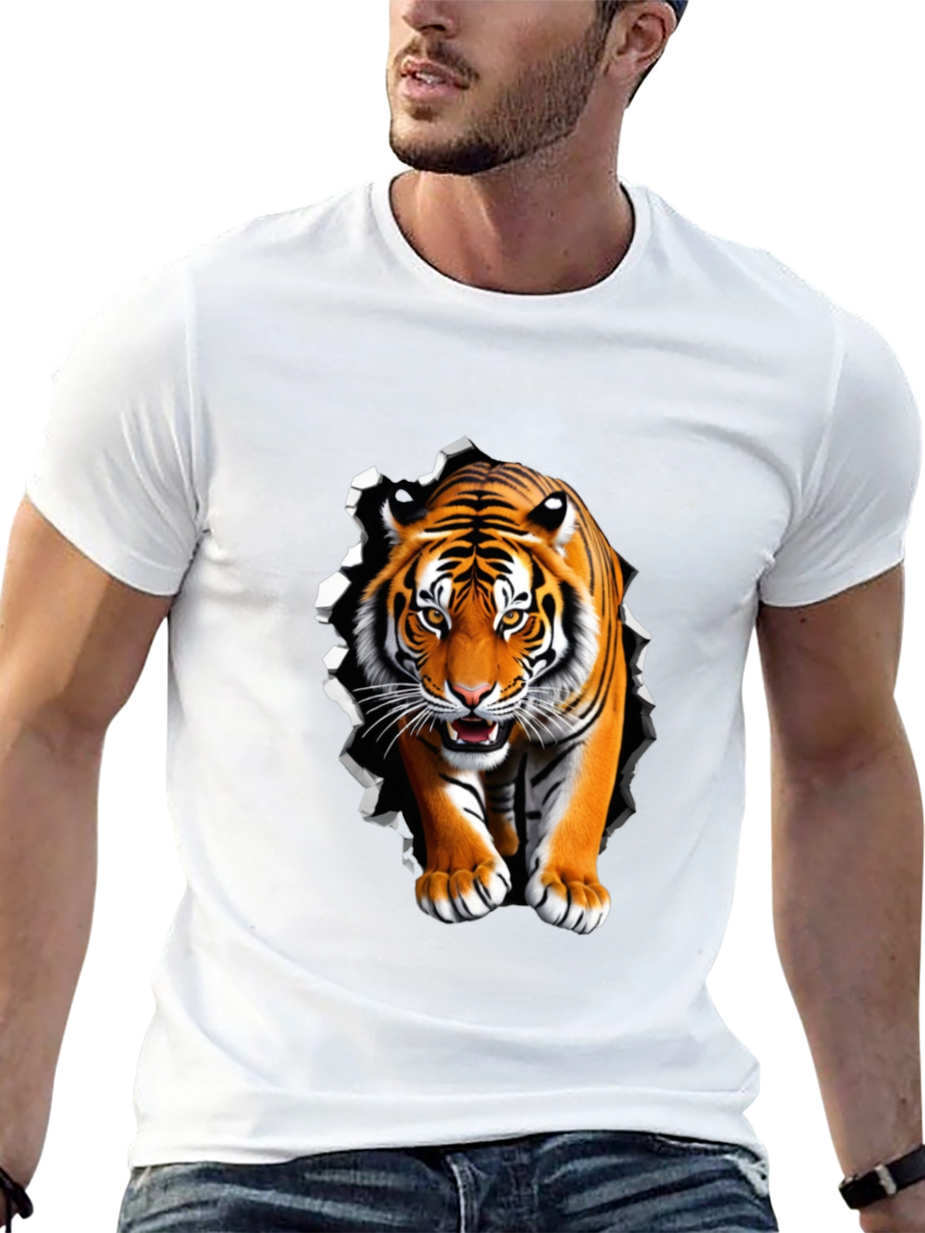 Black Tiger Graphic Black Tee - Bold Animal Print view 13